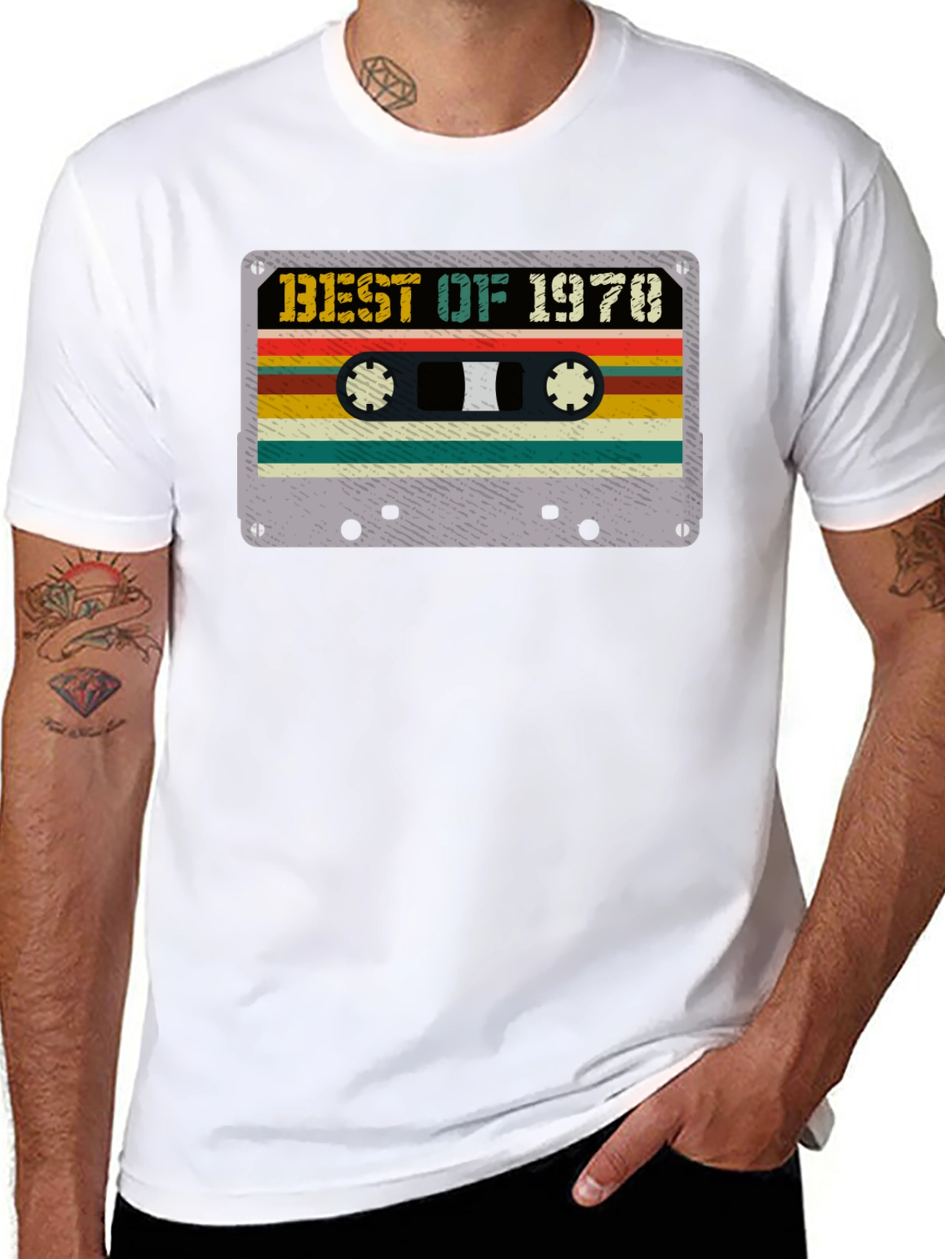 Black Best of 1970 Cassette Tape Graphic T-Shirt view 8