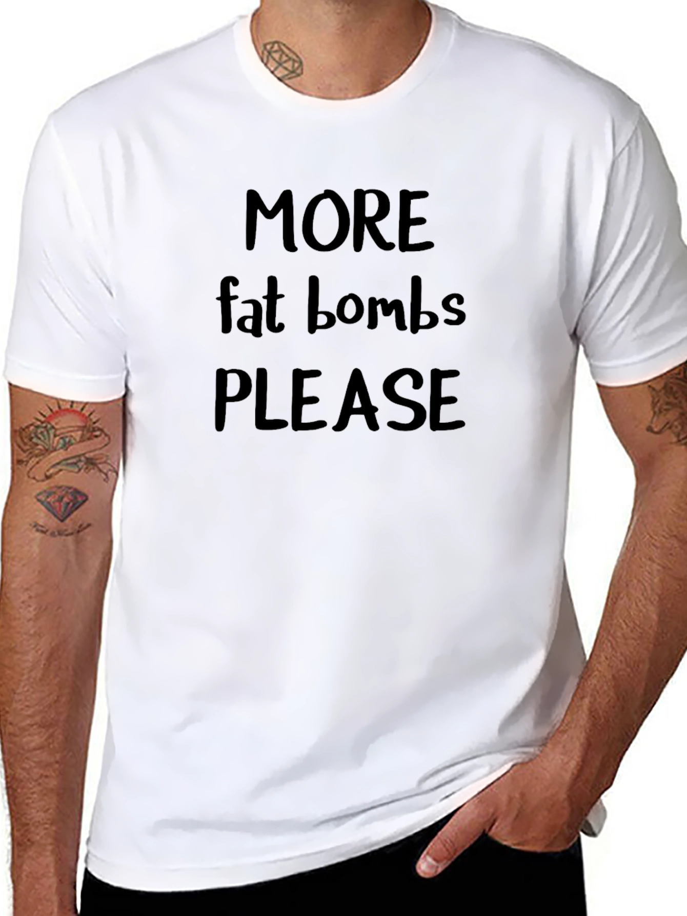 Black More Fat Bombs Please Funny Keto T-Shirt view 8