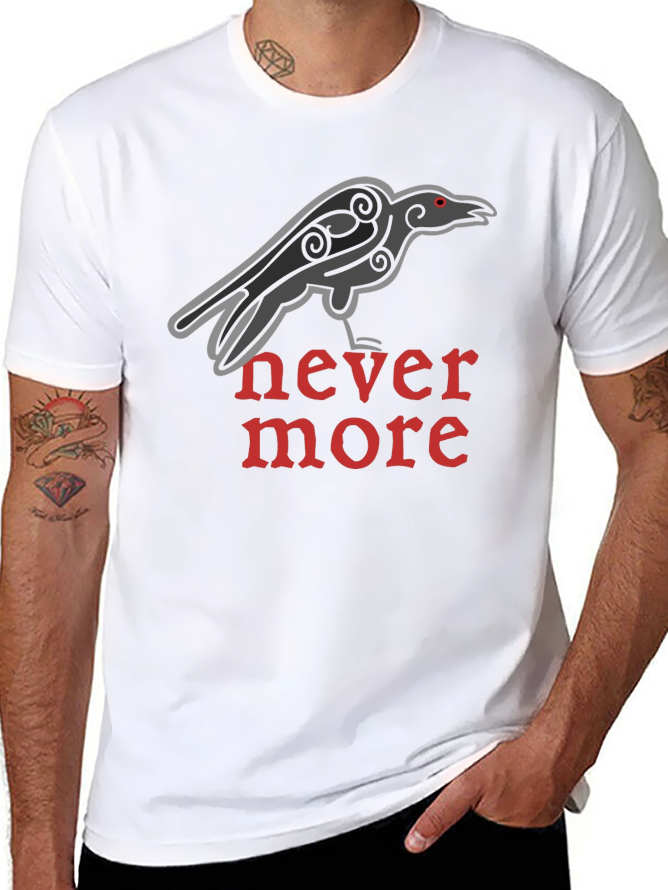 Black Raven Nevermore T-Shirt - Classic Gothic Design view 8