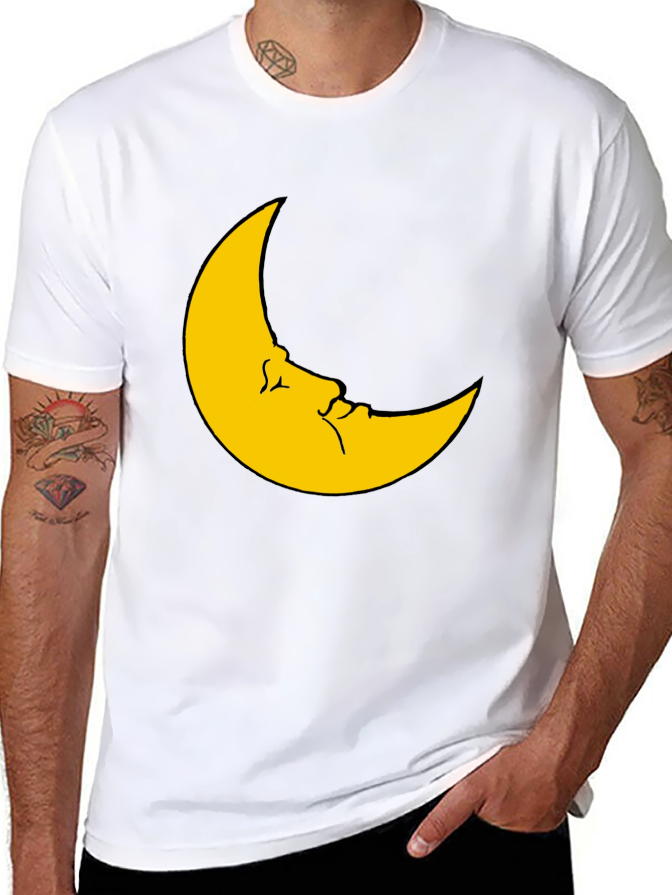 Black Moon Face Graphic Tee - Soft Black T-Shirt view 8
