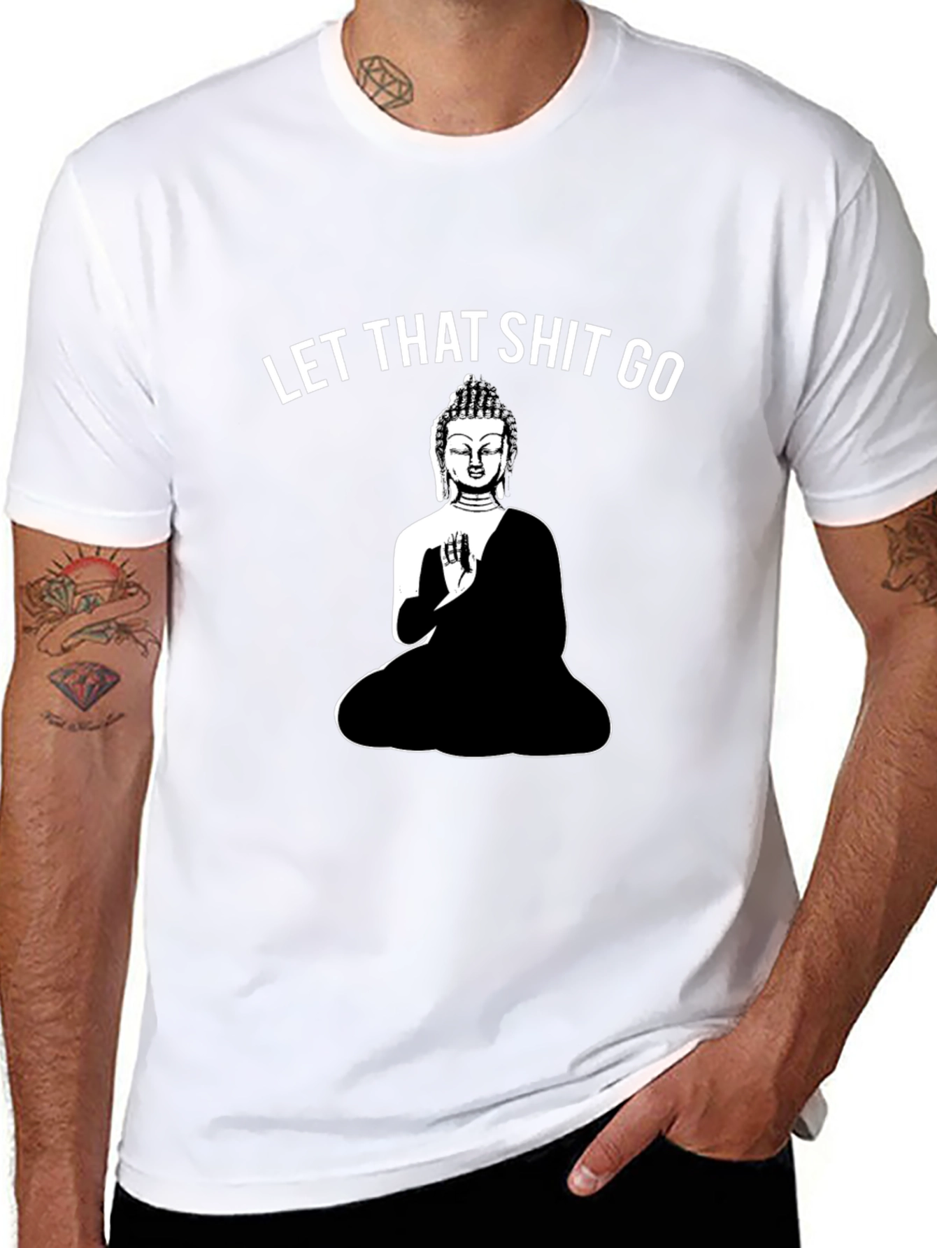 Black Let That Shit Go Buddha Graphic Tee - Black view 8