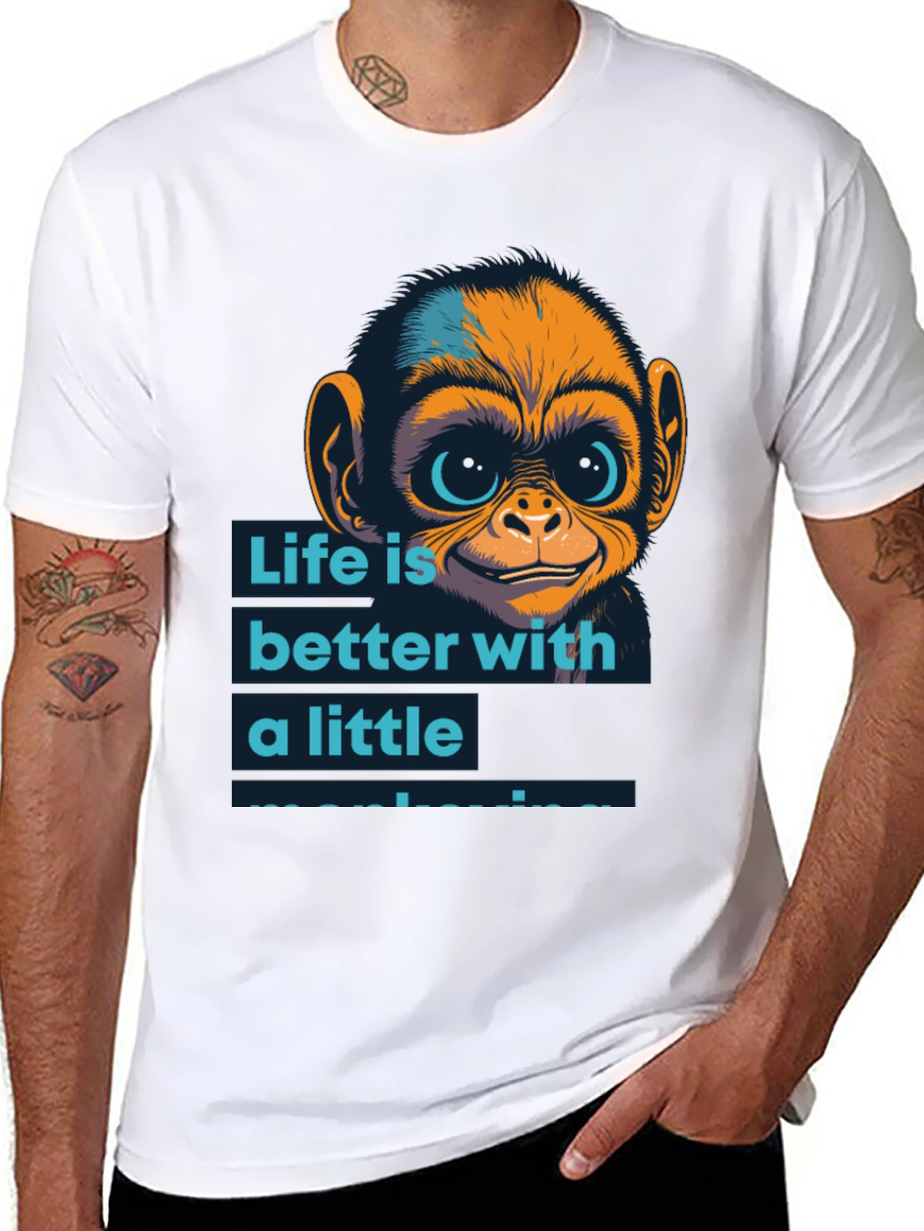 Life is Better Monkey Graphic T-Shirt - 8