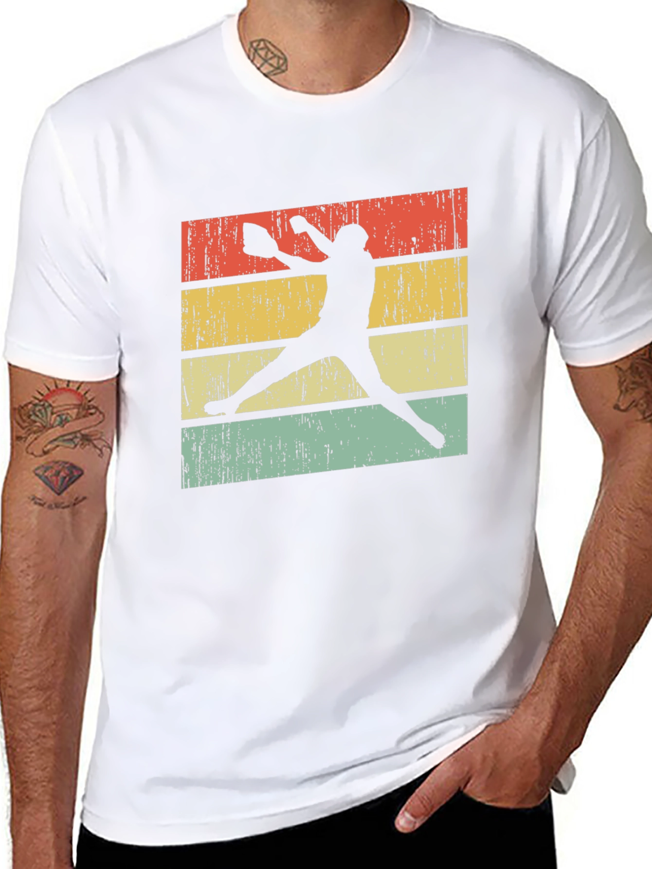 Black Vintage Softball Player T-Shirt view 8