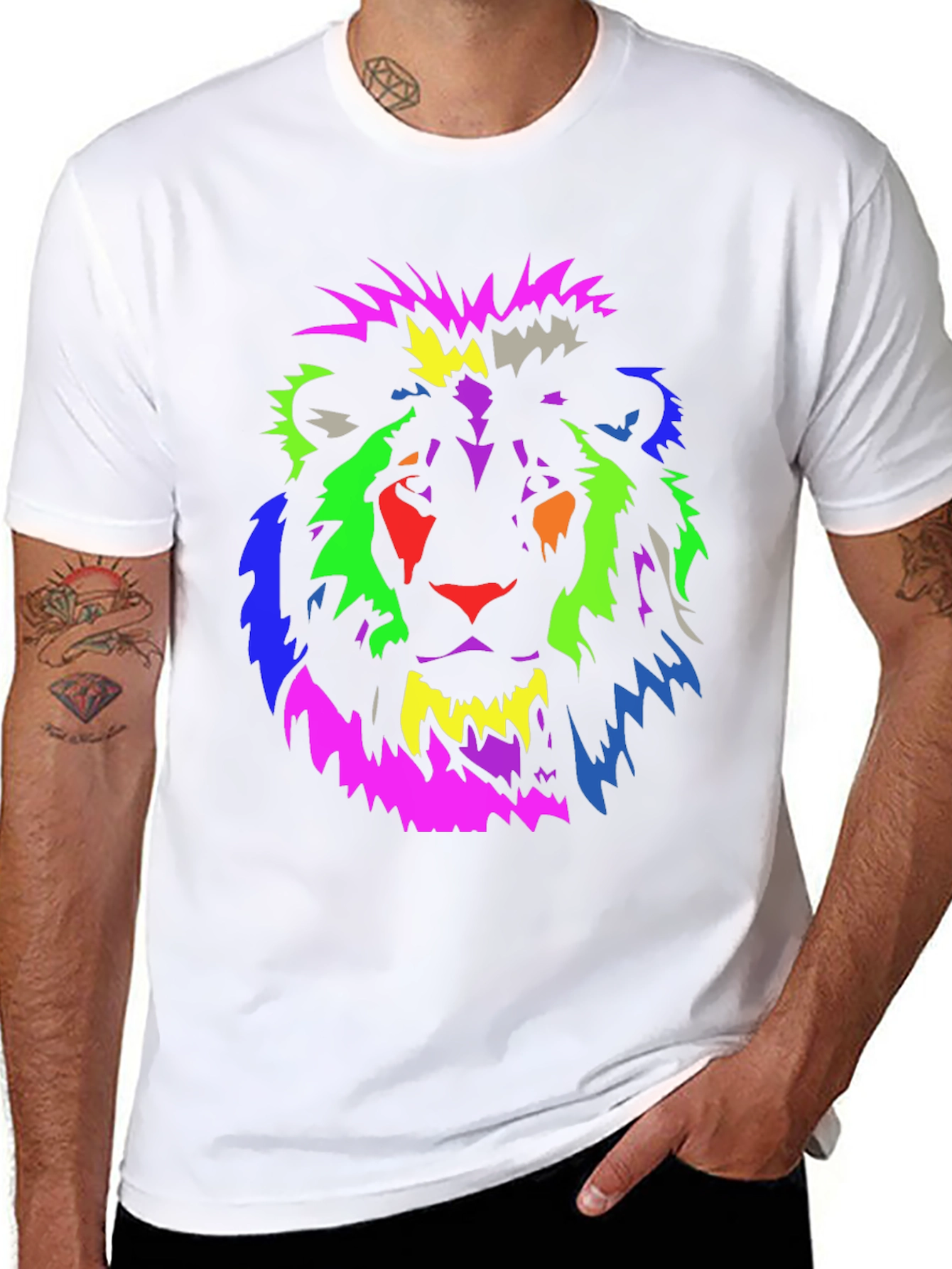 Black Lion Graphic Tee - Bold & Vibrant Design view 8