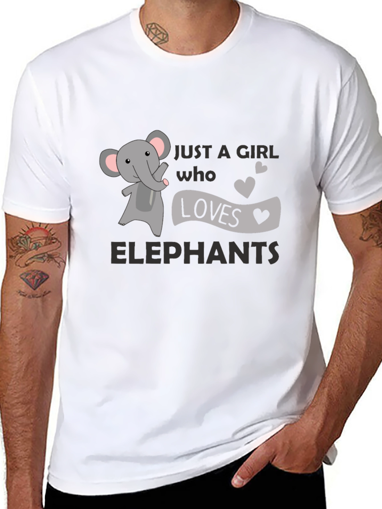 Black Just a Girl Who Loves Elephants T-Shirt - Black view 8