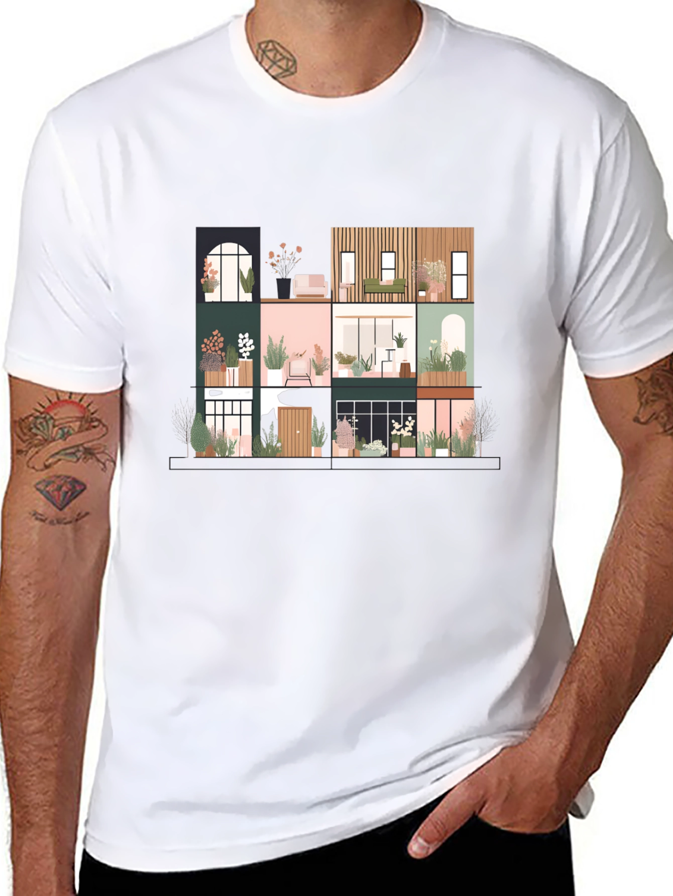 Black Urban Living T-Shirt - Stylish City Home Design view 8