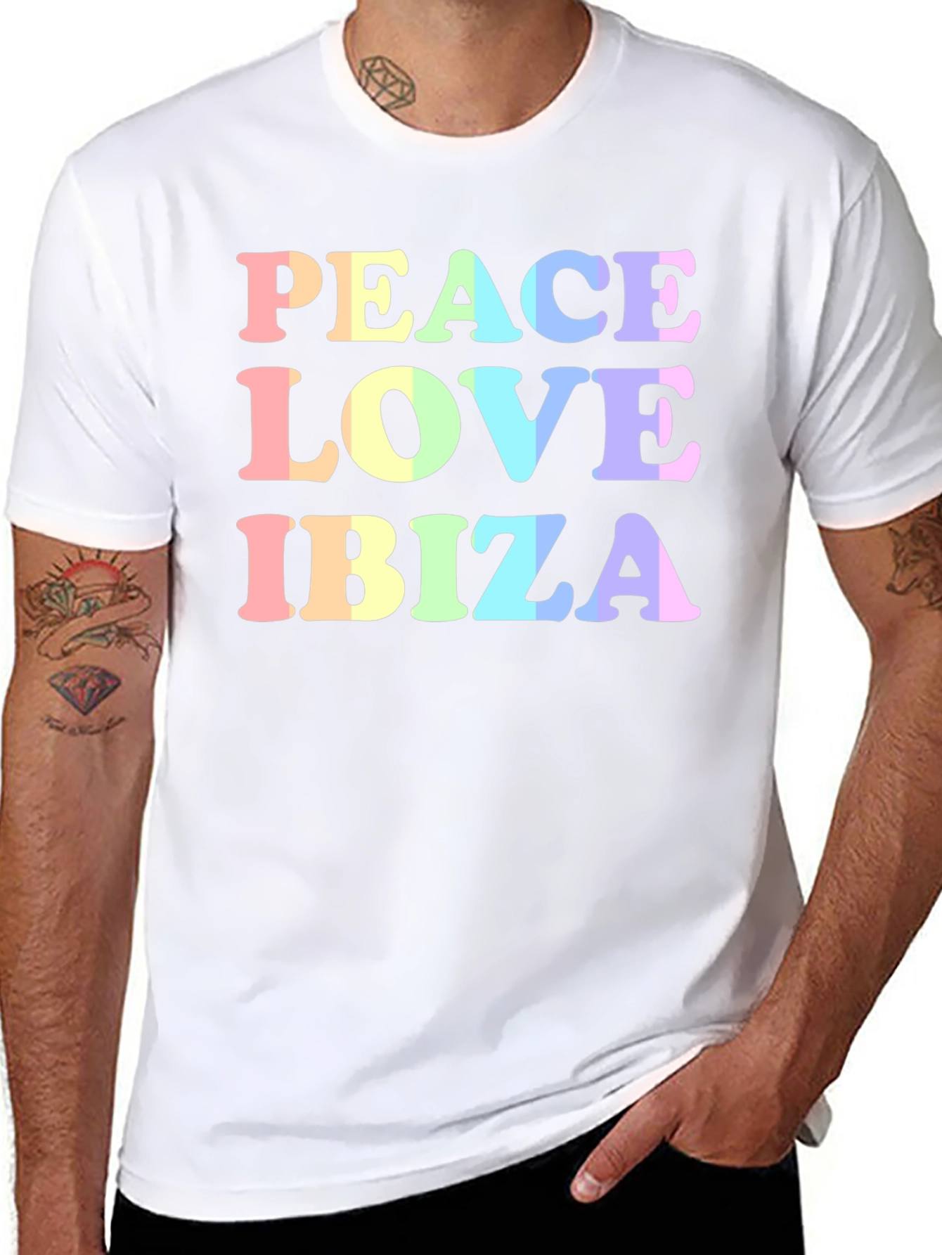 Black Peace Love Ibiza Graphic T-Shirt view 8