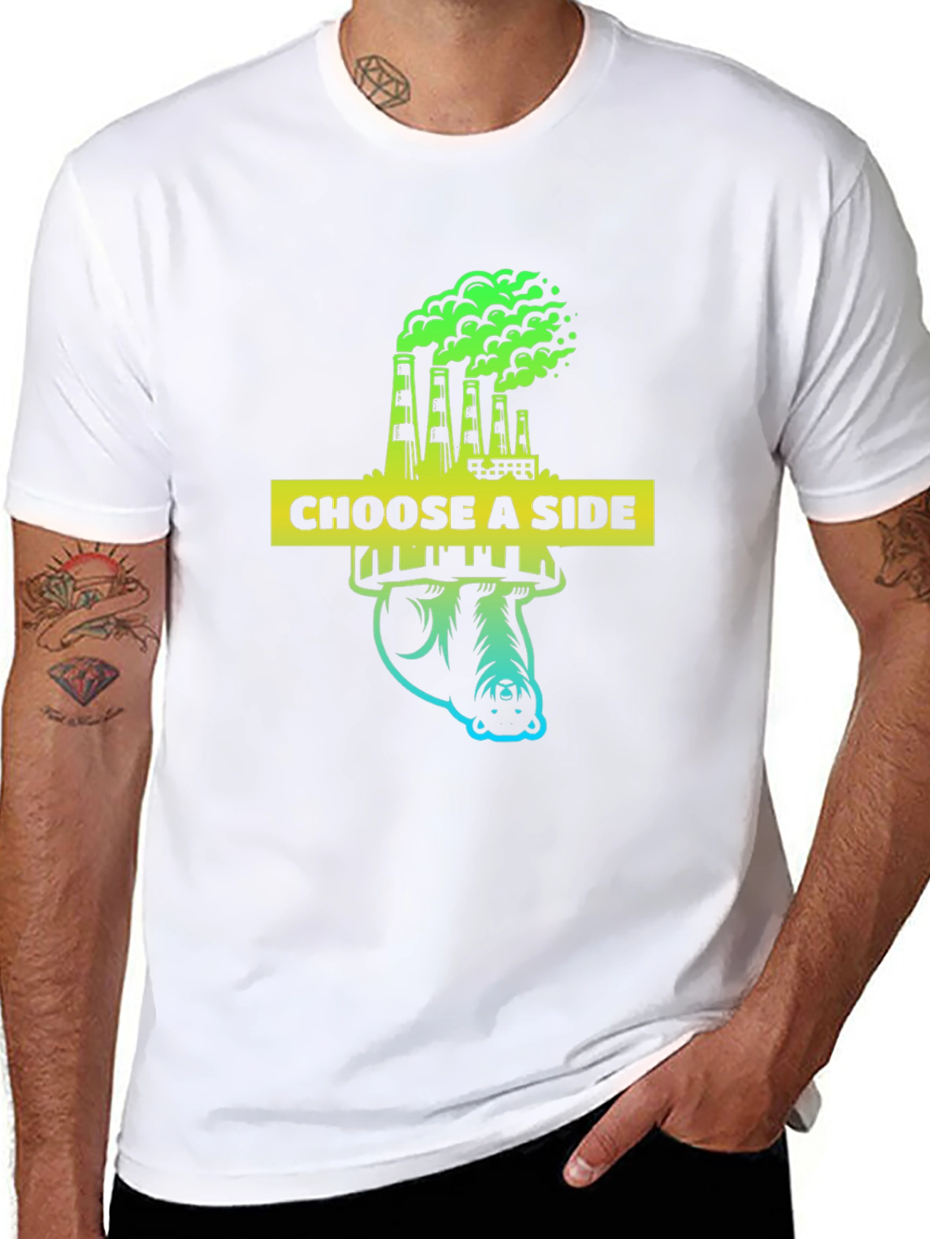 Black Choose a Side Graphic Tee - Environmental Awareness Shirt view 8