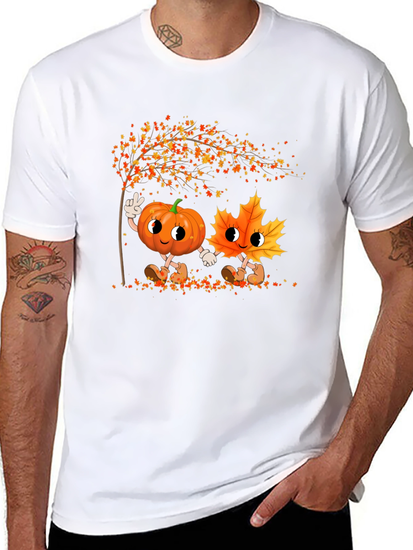 Black Fall Friends Tee - Pumpkin & Leaf Graphic view 8