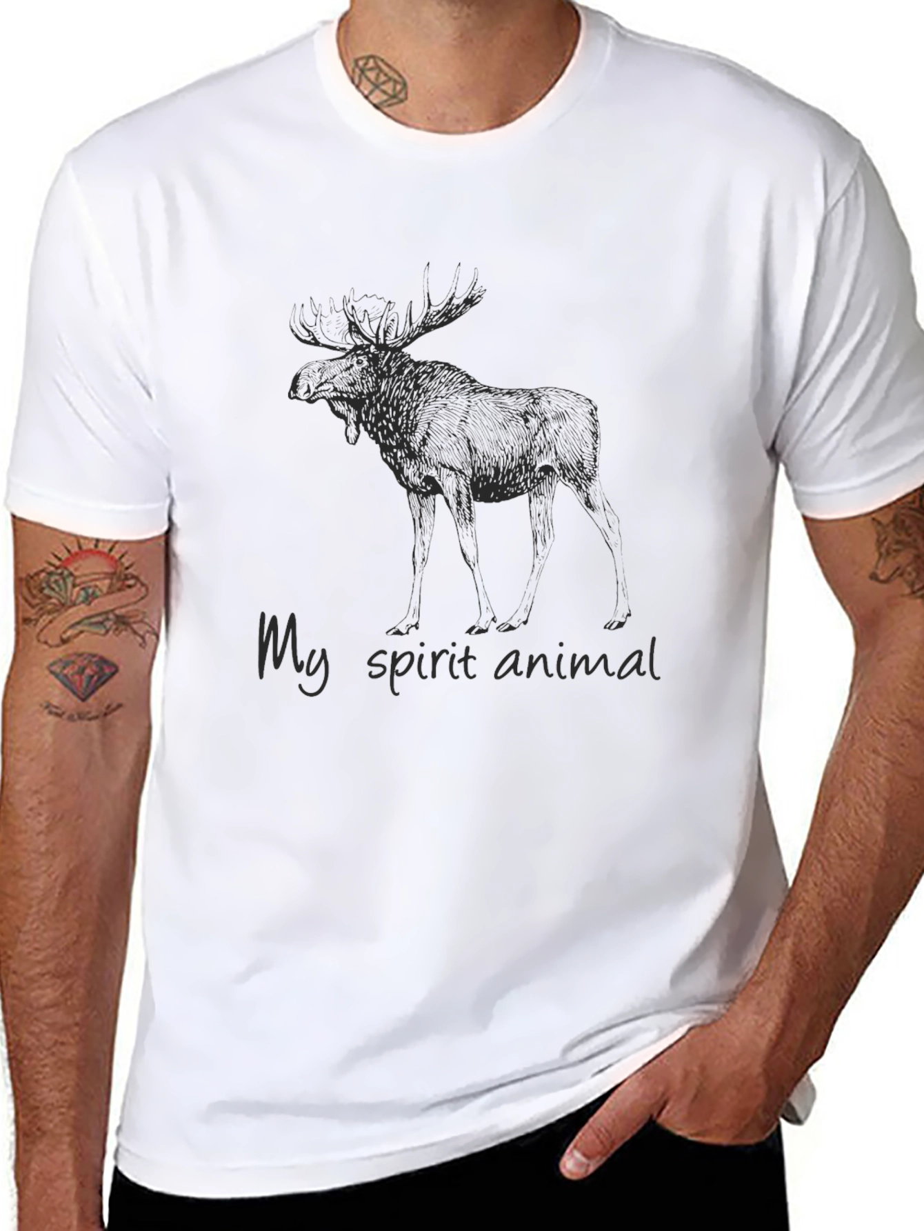 Black Moose Spirit Animal Graphic Tee - Black view 8