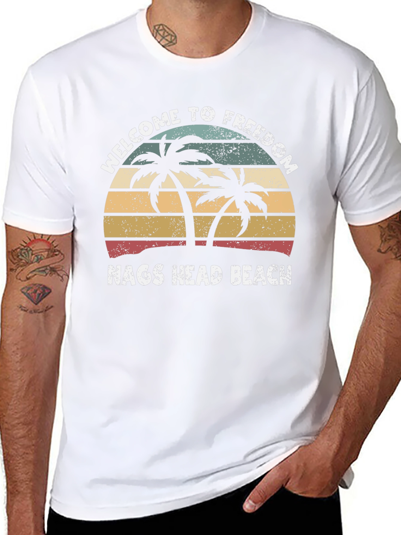 Black Welcome to Freedom Nags Head Beach Graphic Tee view 8
