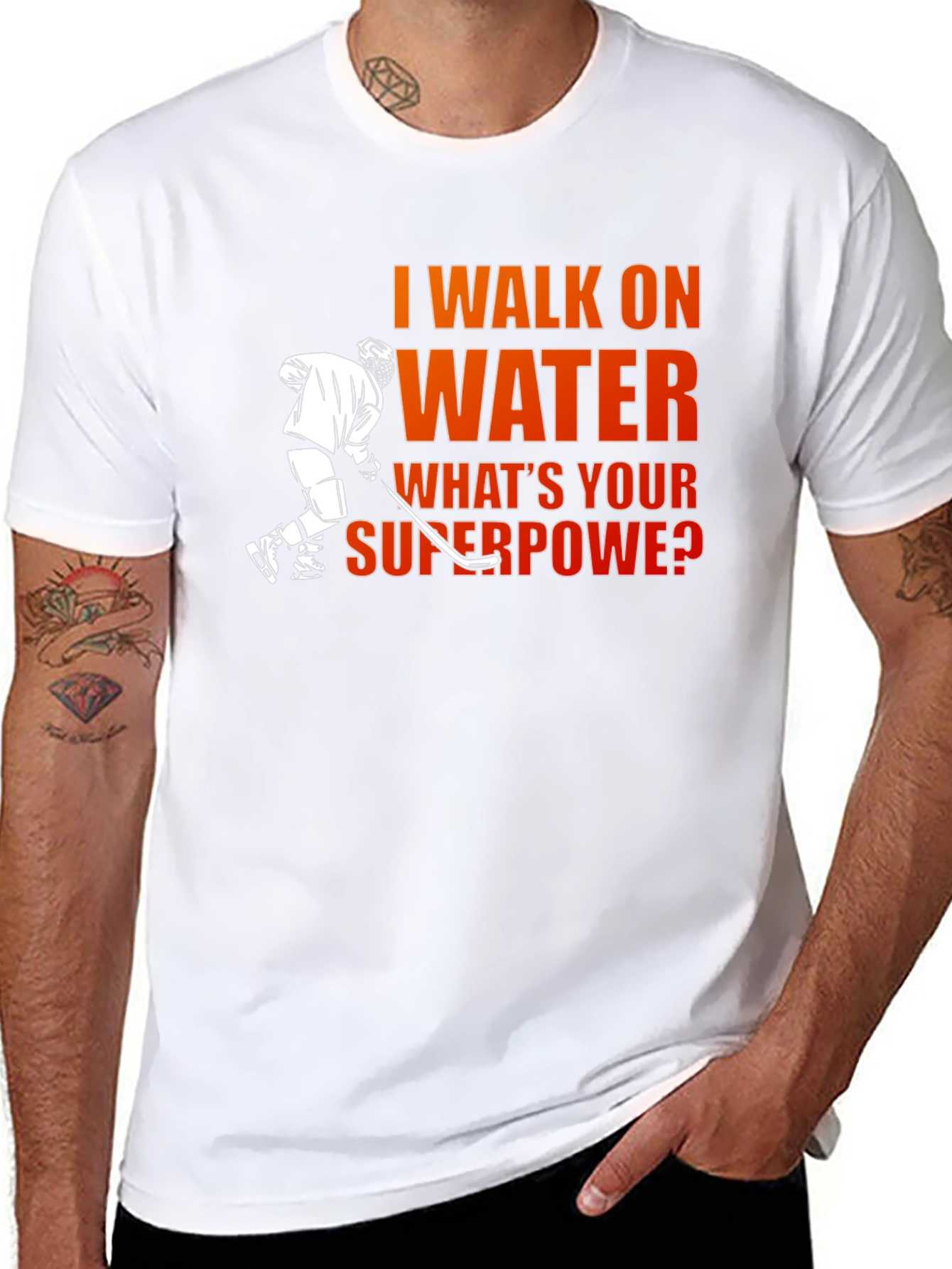Black I Walk on Water Hockey T-Shirt view 8