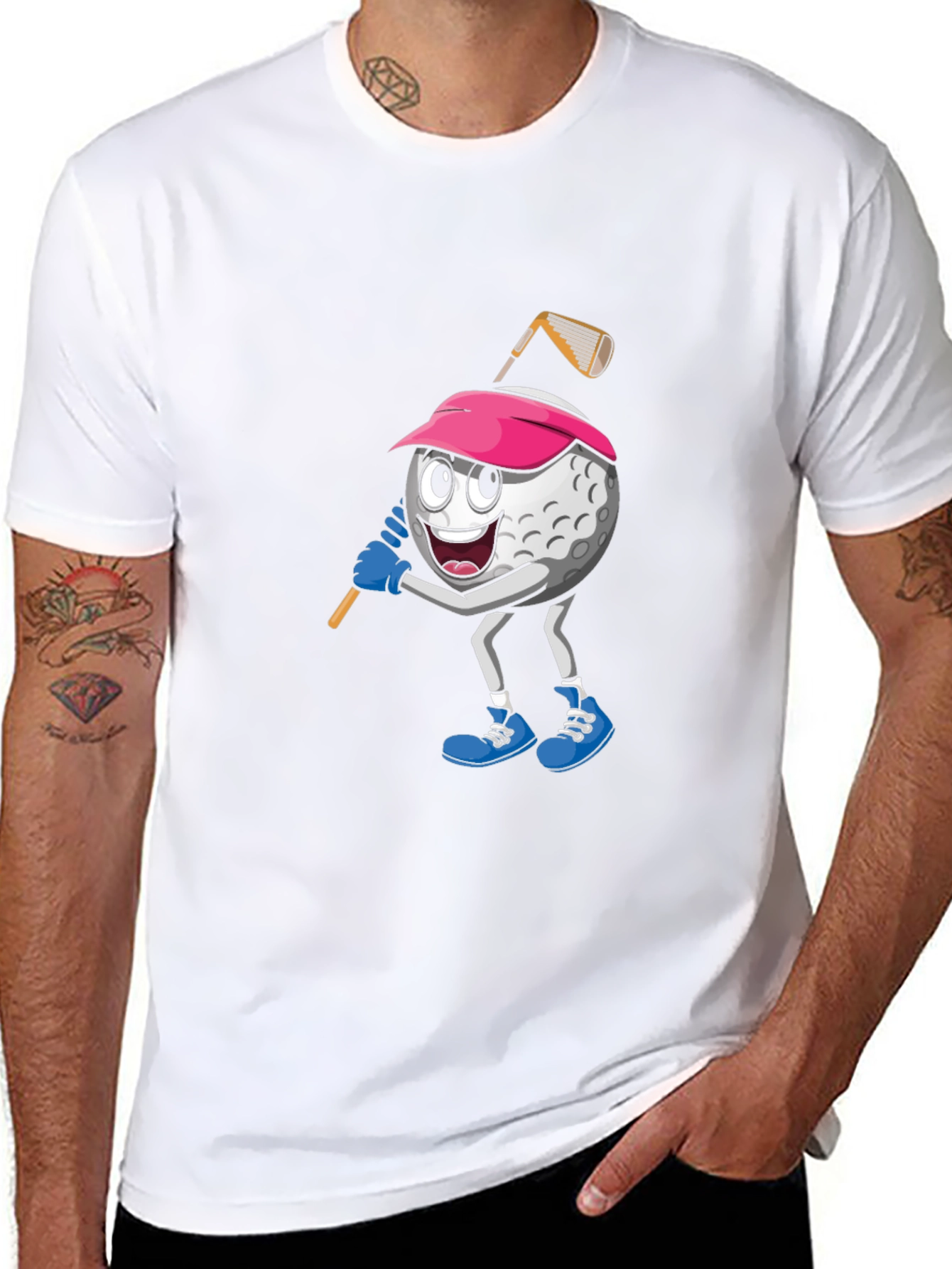Black Golf Ball Cartoon Black T-Shirt view 8