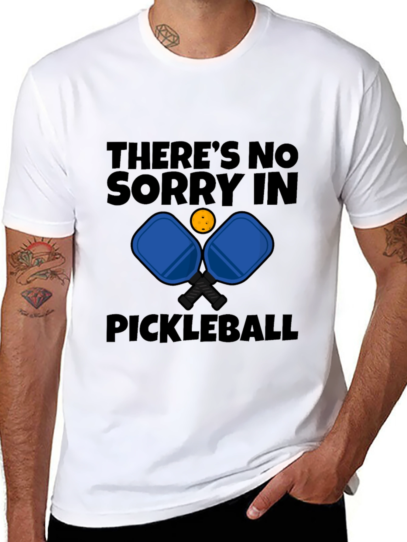 Black Pickleball T-Shirt - There's No Sorry in Pickleball view 8