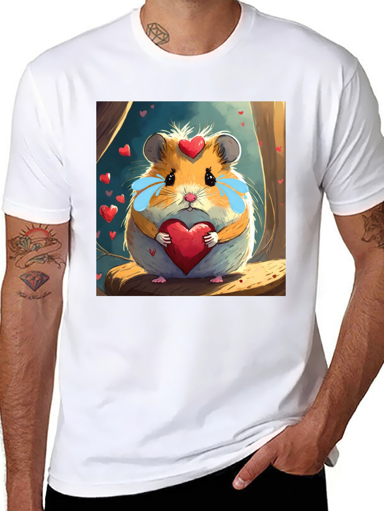 Black Hamster Heart T-Shirt - Cute Cartoon Love Tee view 8