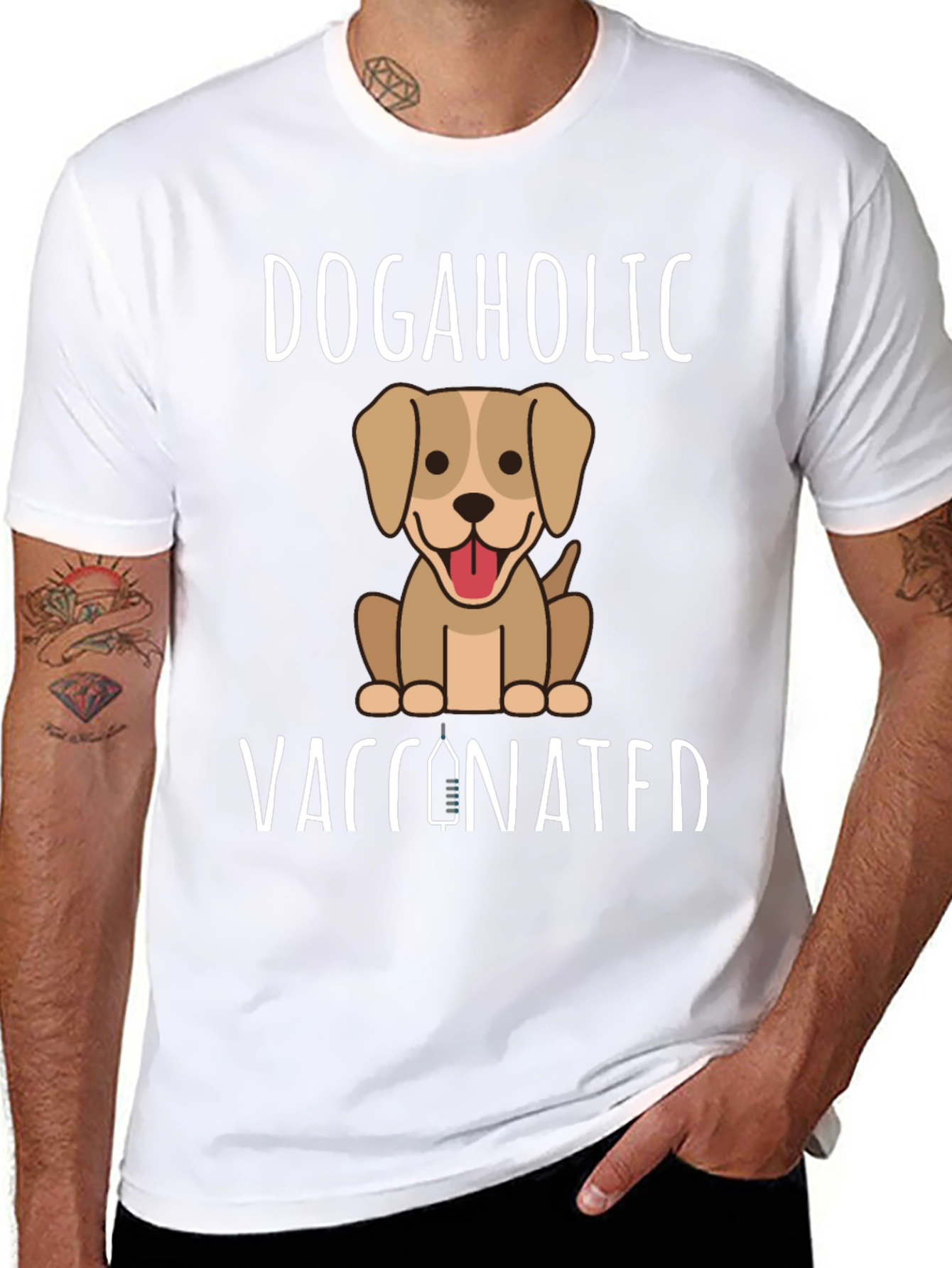 Dogaholic Vaccinated Graphic T-Shirt - 8