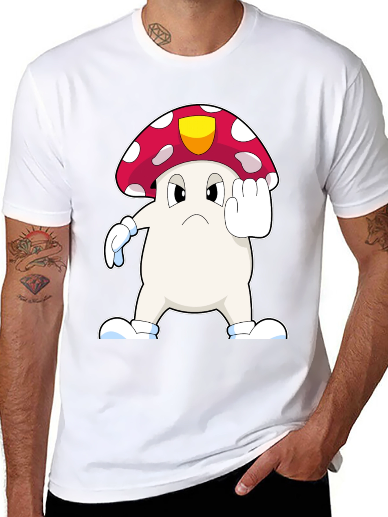 Black Mushroom Cartoon T-Shirt view 8