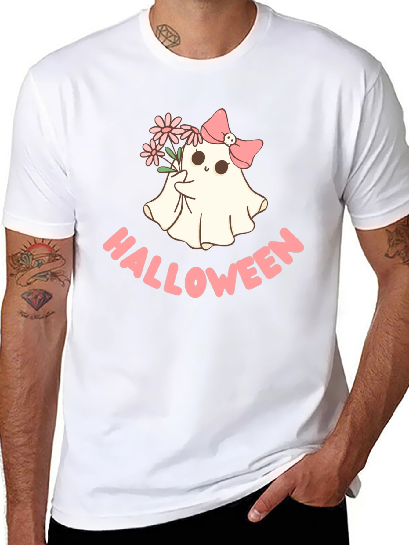 Black Cute Halloween Ghost T-Shirt view 8