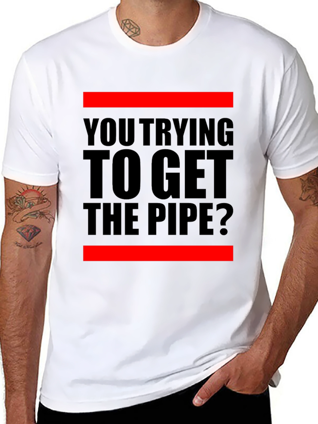 Black You Trying to Get the Pipe? Black Graphic Tee view 8