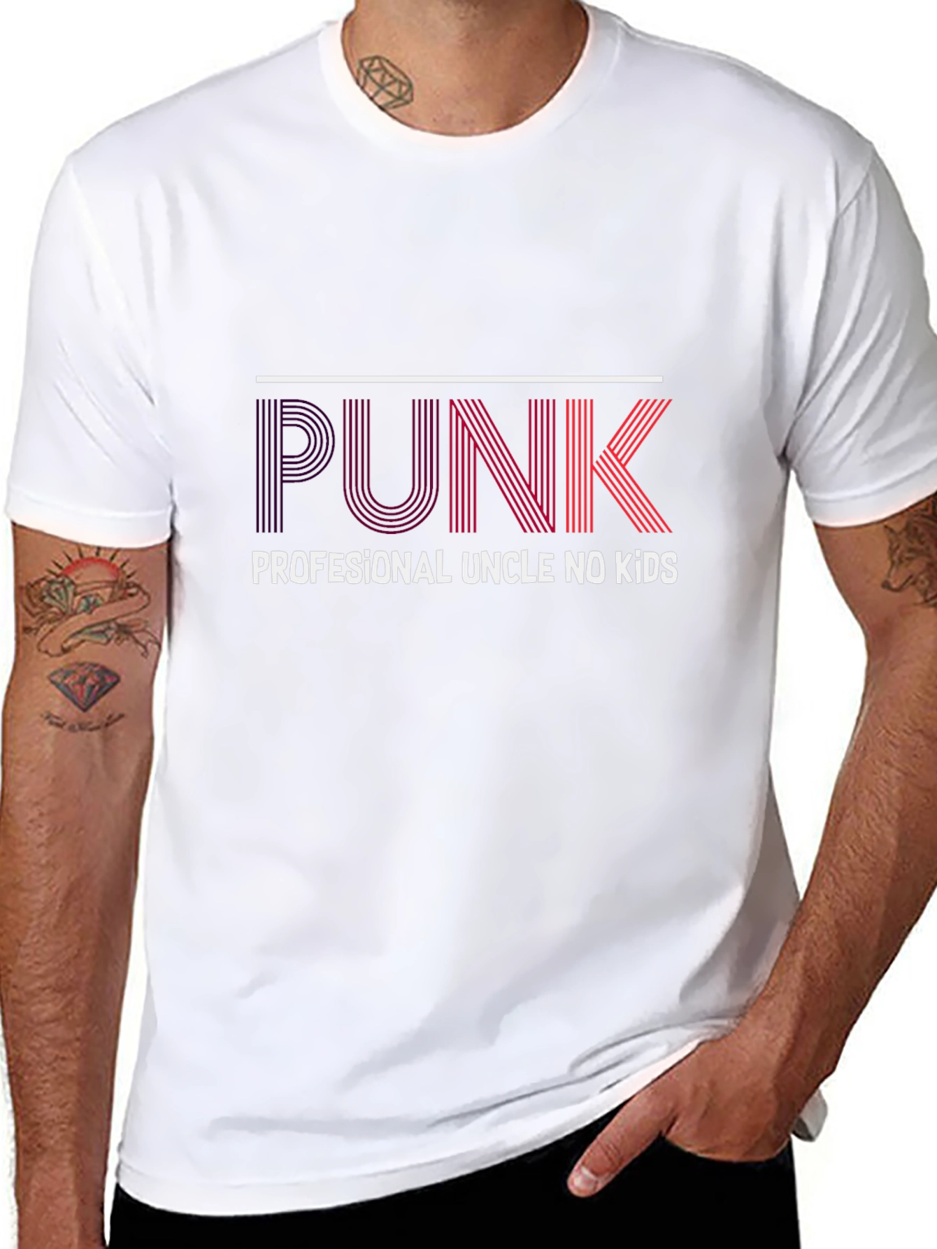 Black PUNK Professional Uncle No Kids Black T-Shirt view 8