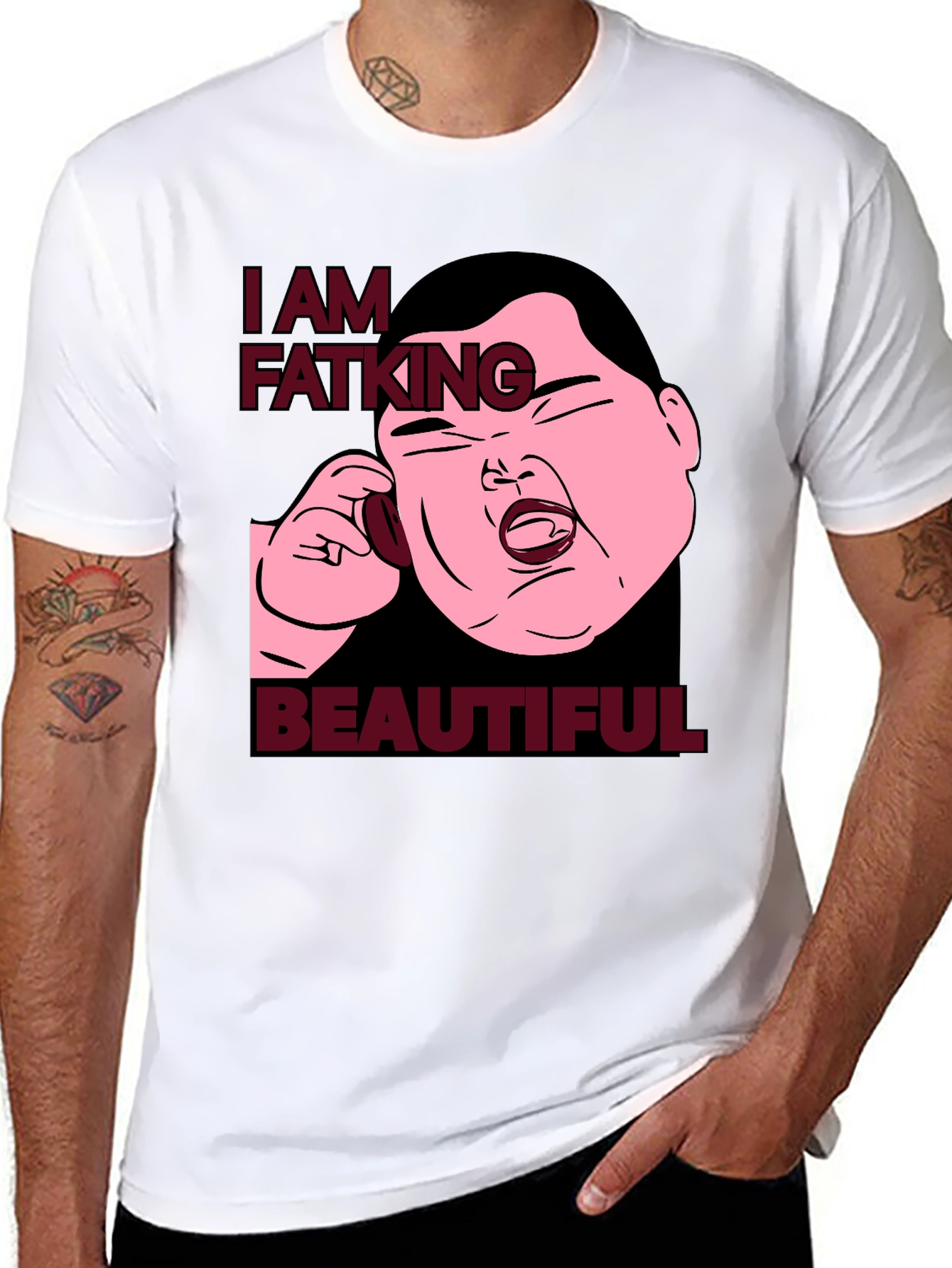 Black I Am Fatking Beautiful Graphic Tee view 8