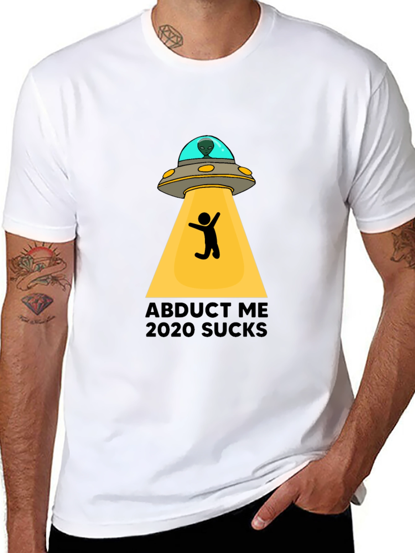 Black Abduct Me 2020 Sucks Graphic Tee view 8