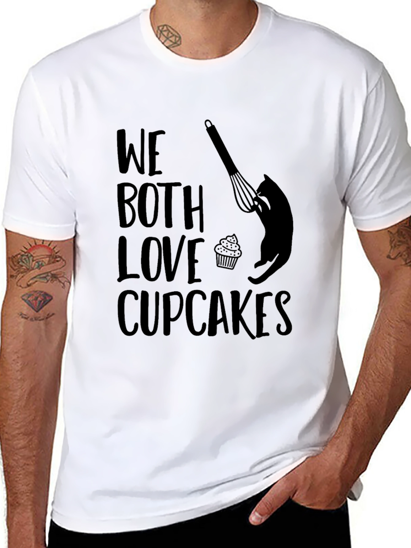 Black We Both Love Cupcakes T-Shirt - Cat & Whisk Design view 8