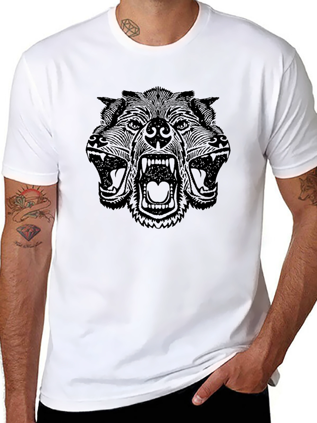 Black Cerberus Graphic Print Tee - Black view 8