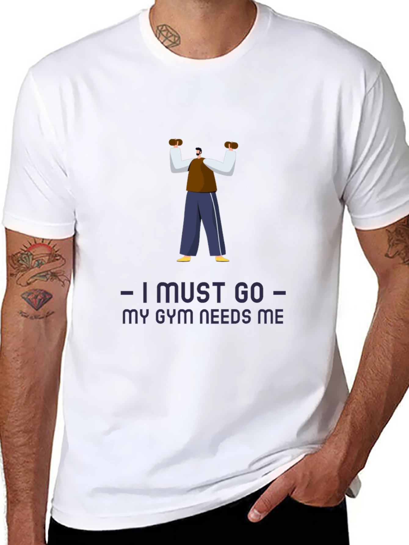 Black Gym Motivation T-Shirt: I Must Go, My Gym Needs Me view 8