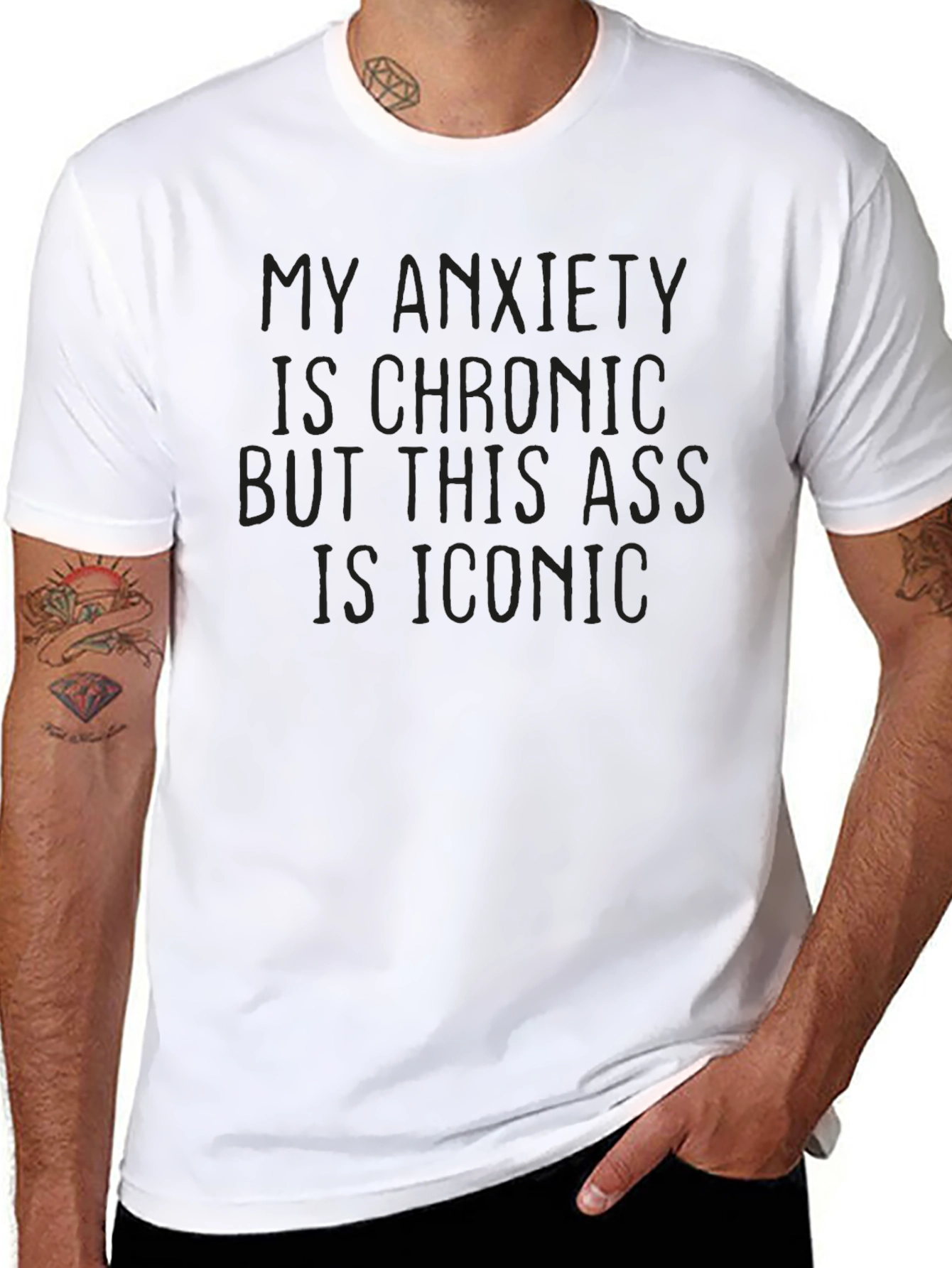 Black Anxiety Chronic Iconic Graphic T-Shirt view 8