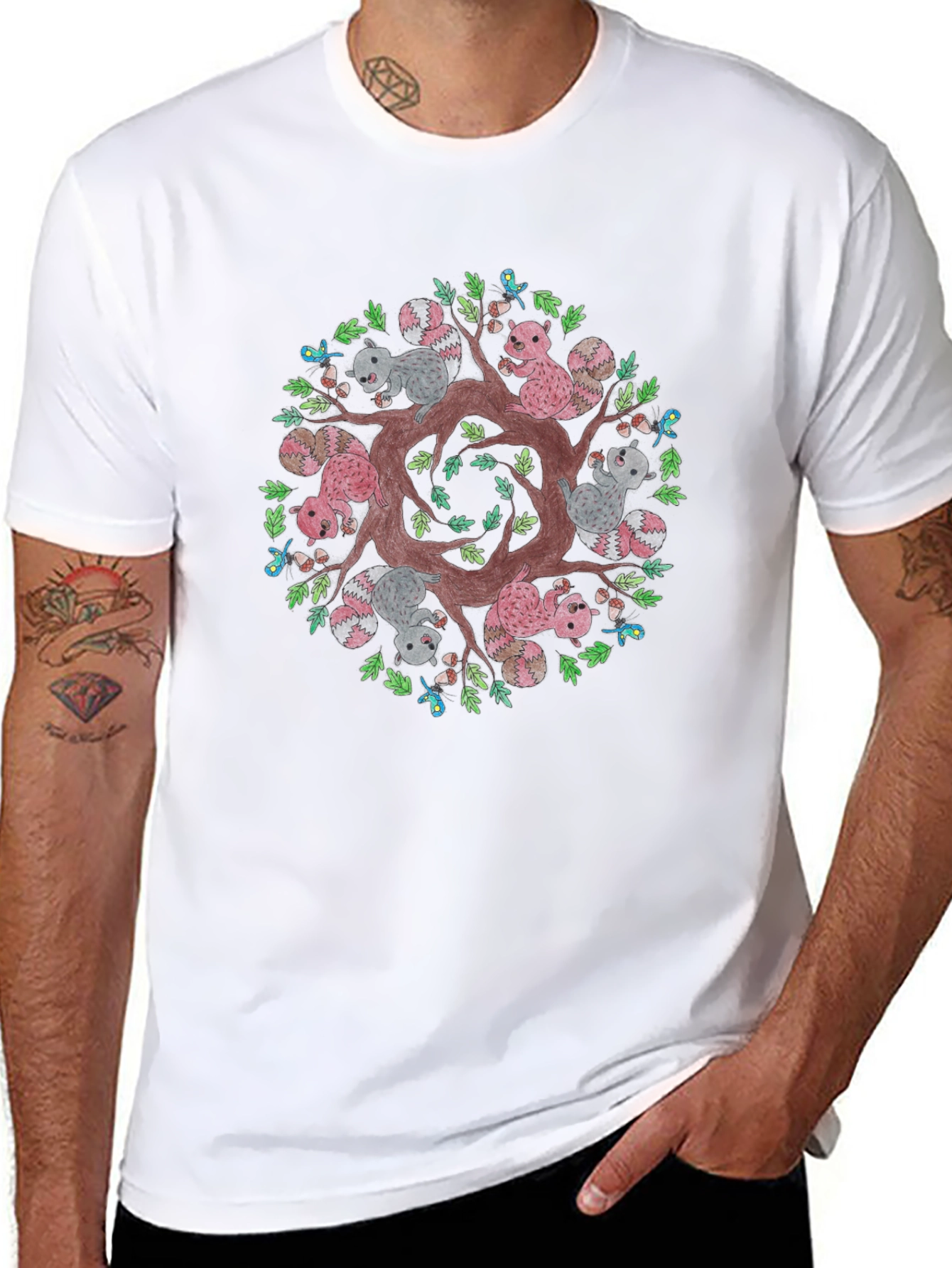Black Squirrel Mandala Graphic Tee - Black view 8