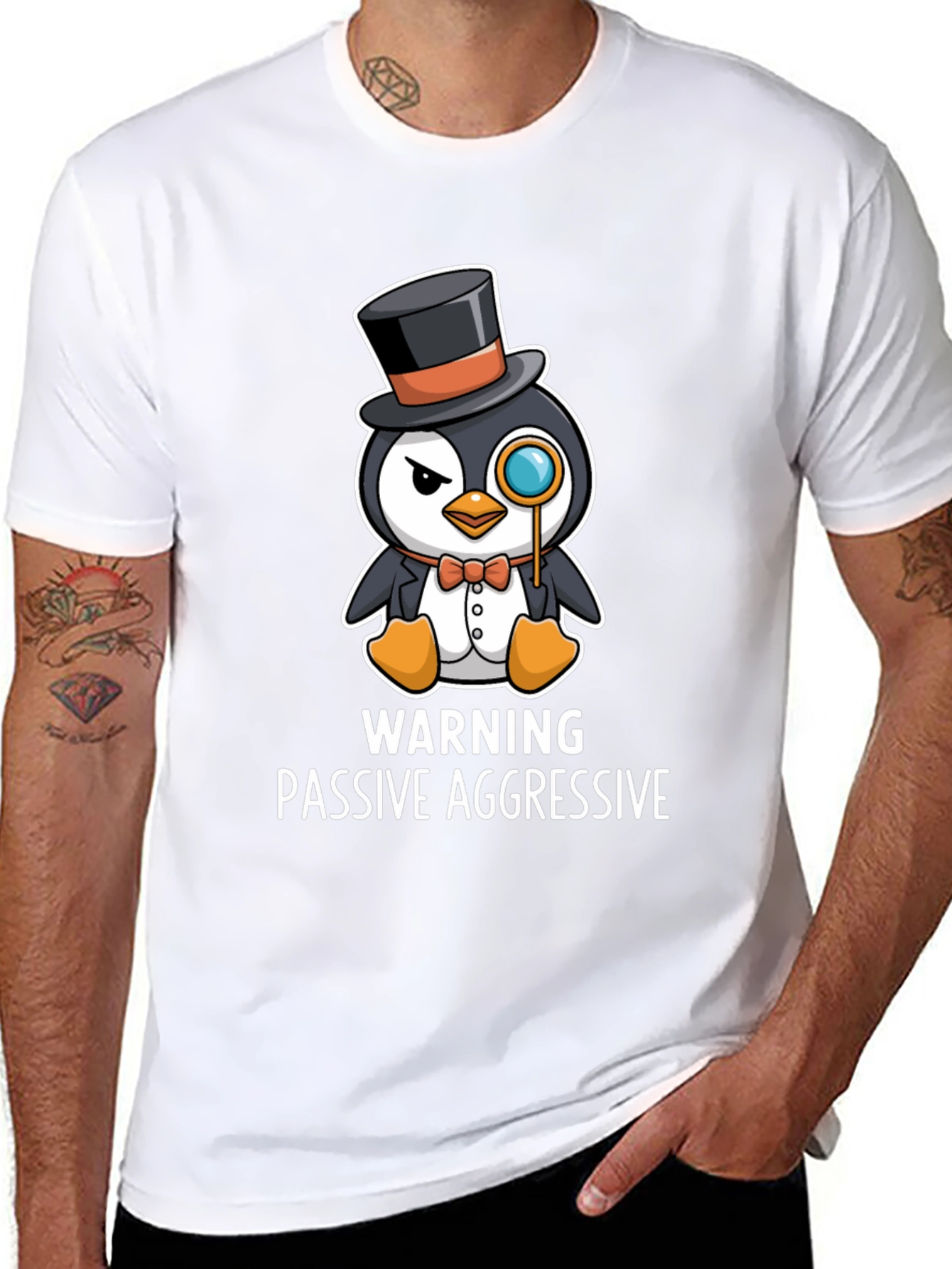 Black Passive Aggressive Penguin T-Shirt view 8
