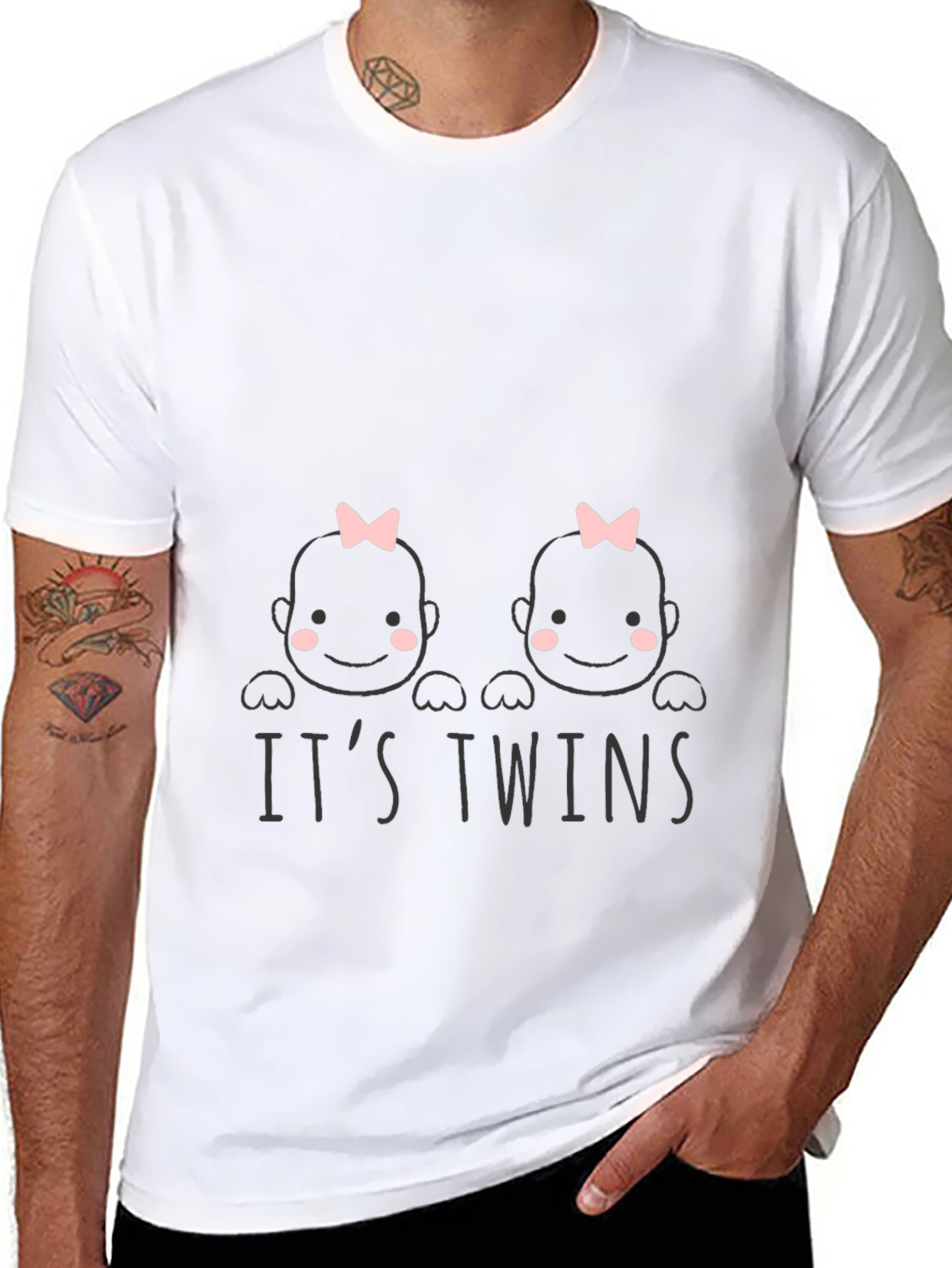 Black It's Twins! Baby Shower T-Shirt view 8