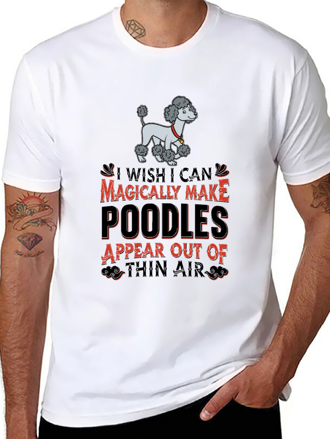 Black Magical Poodles Graphic Tee - Fun Novelty Shirt view 8