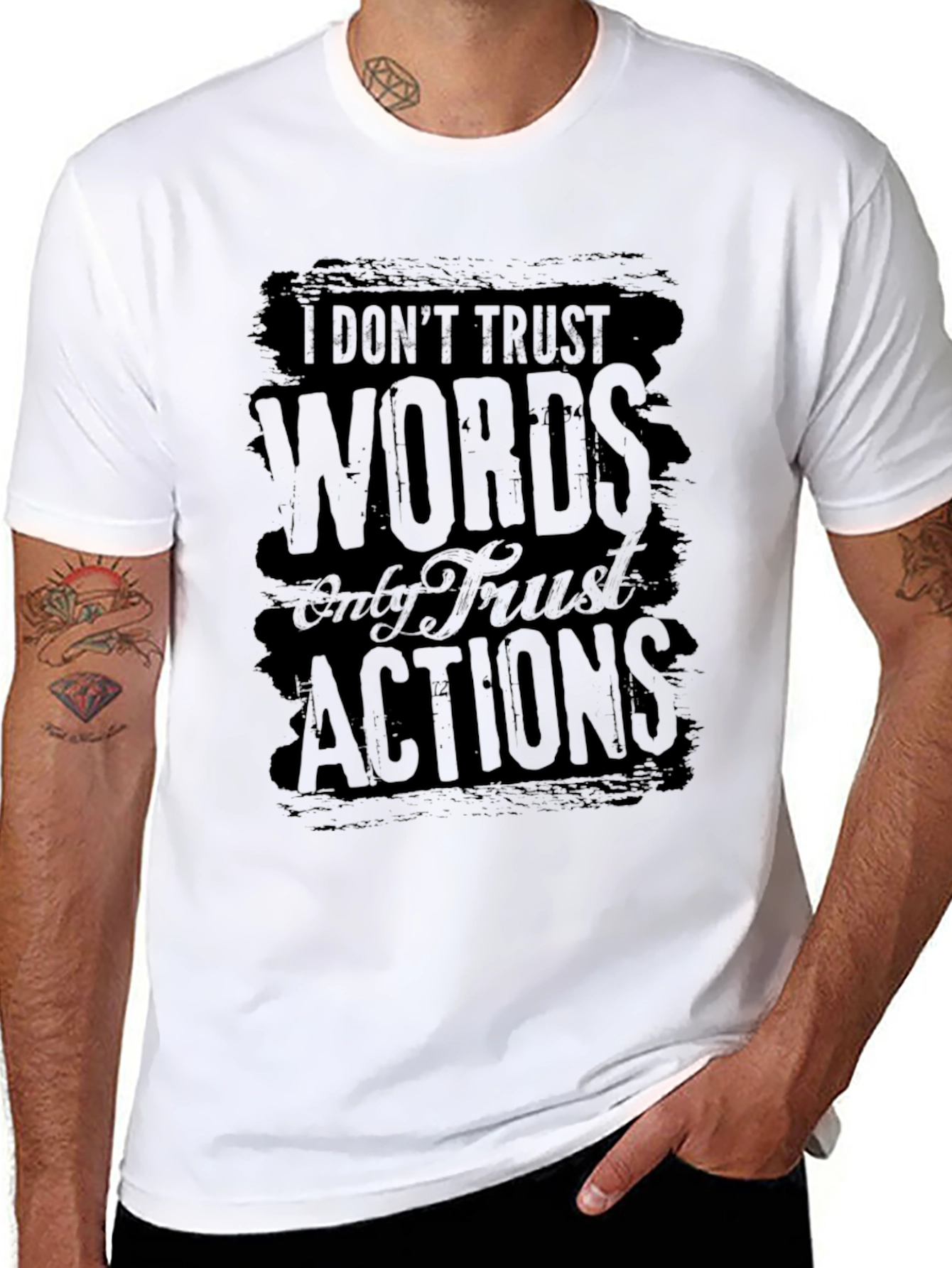 Black I Don't Trust Words Graphic Tee - Black view 8