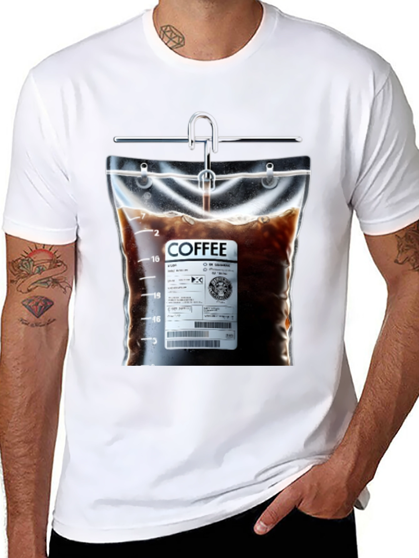 Black Coffee Drip T-Shirt - Novelty Graphic Tee view 8