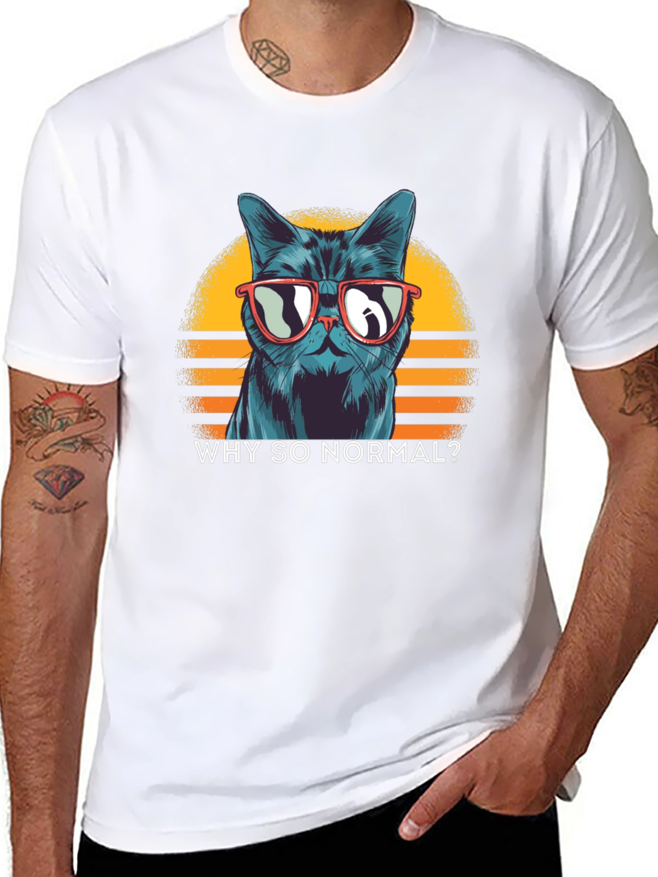Black Cool Cat T-Shirt: Why So Normal? view 8
