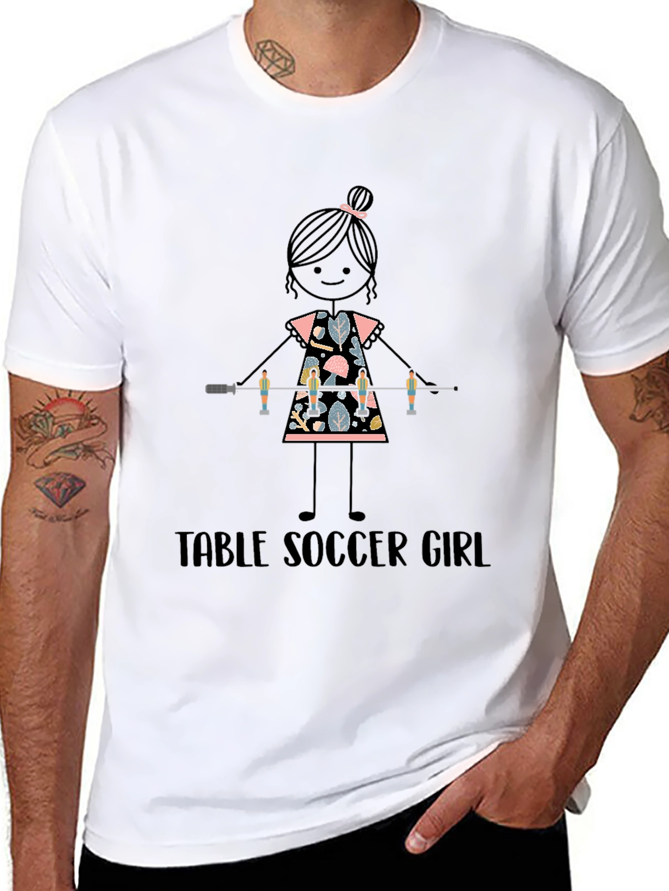 Black Table Soccer Girl Graphic Tee - Fun Sports T-Shirt view 8