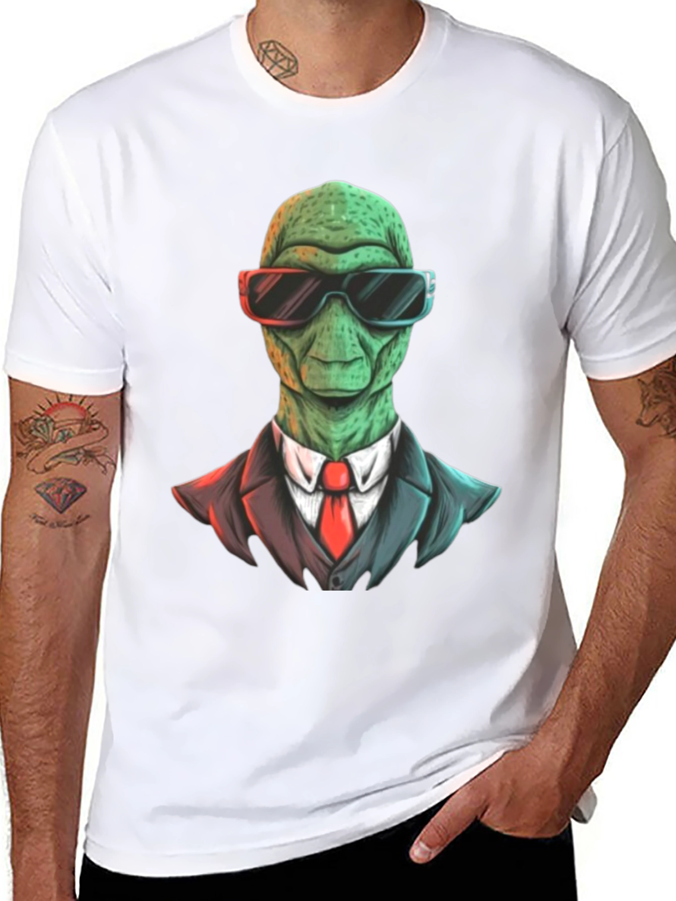 Black Alien in Suit Graphic T-Shirt view 8