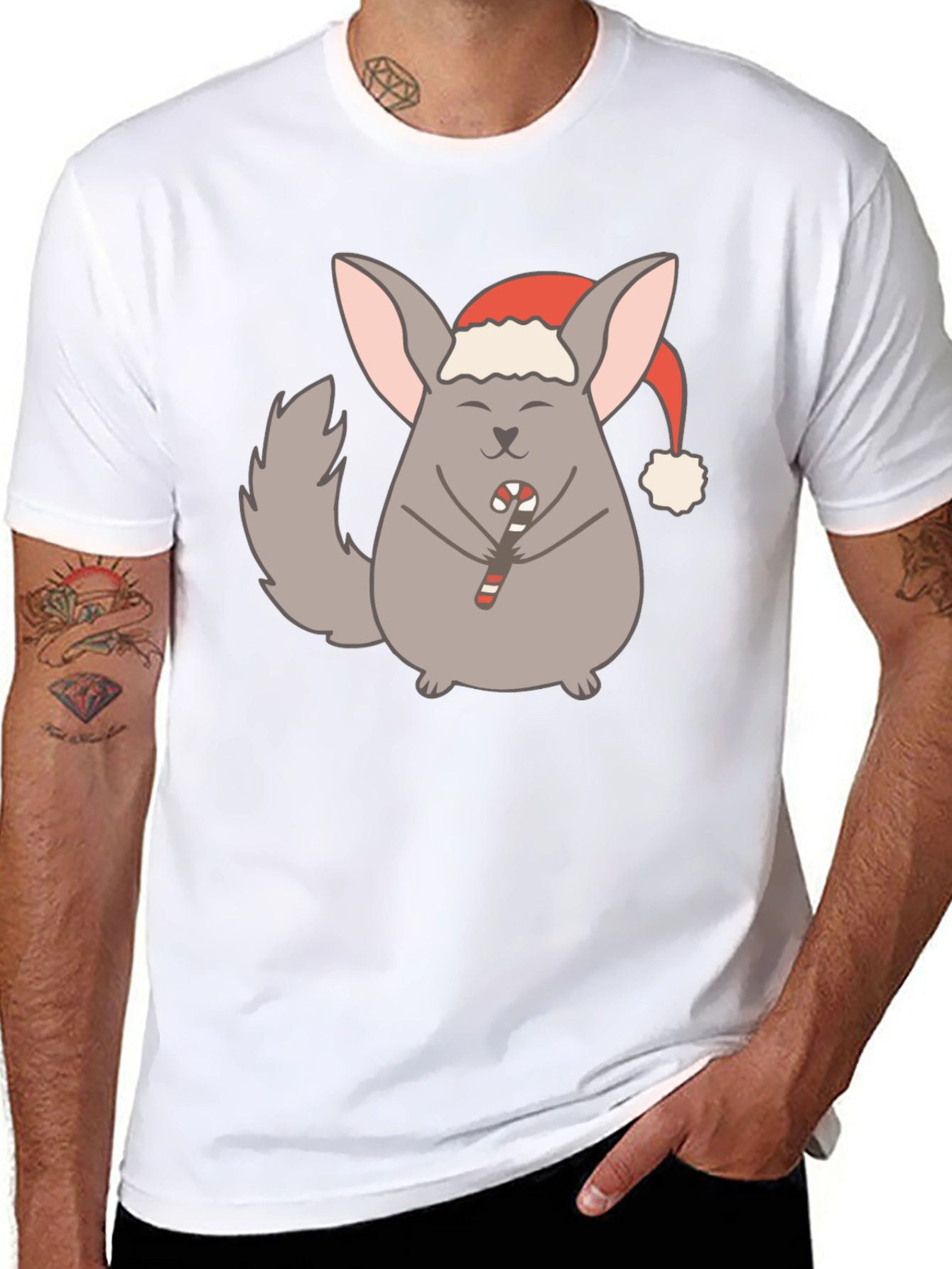 Black Festive Chinchilla Graphic Tee - Holiday Edition view 8