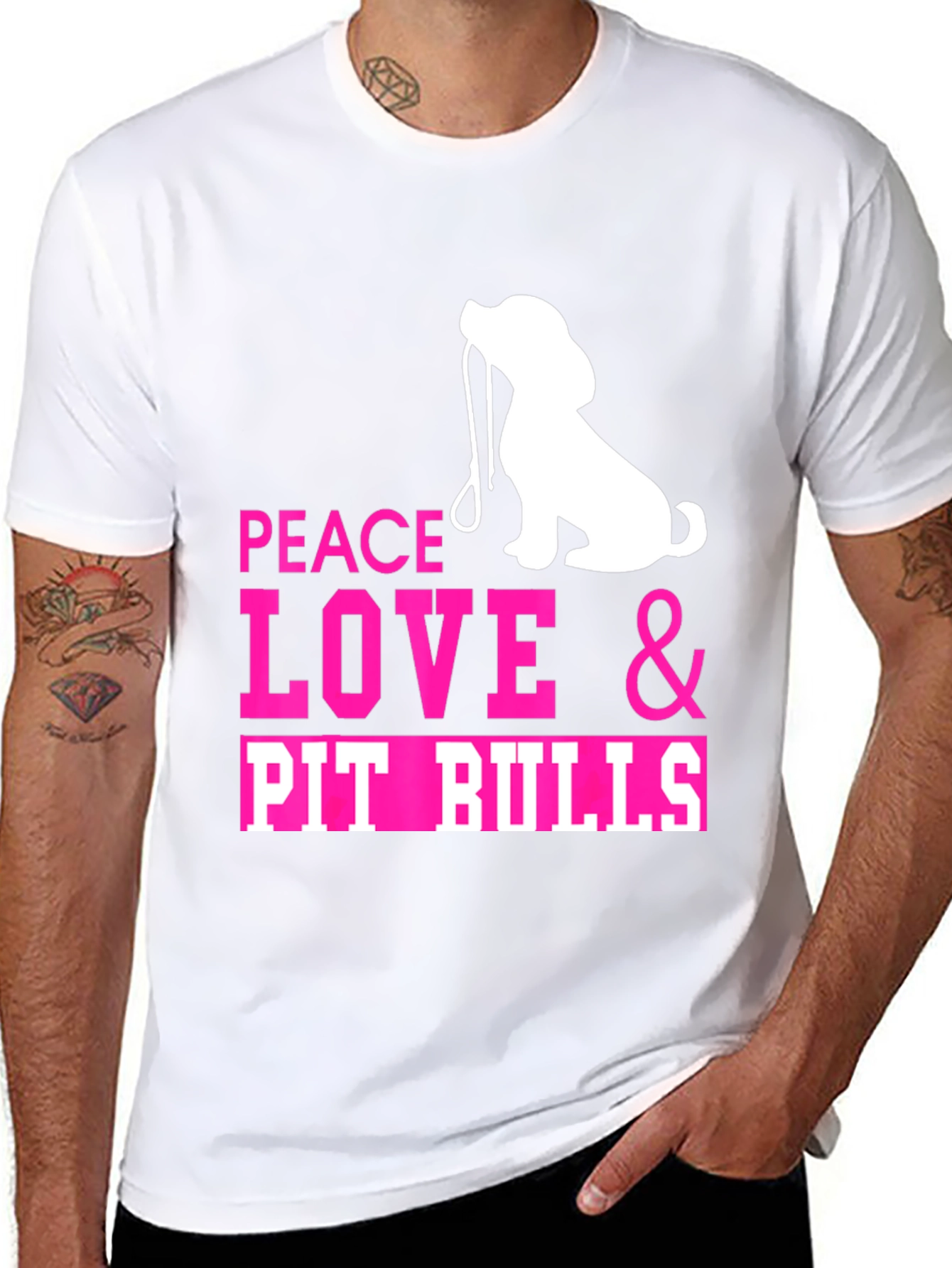 Black Peace Love & Pit Bulls T-Shirt view 8