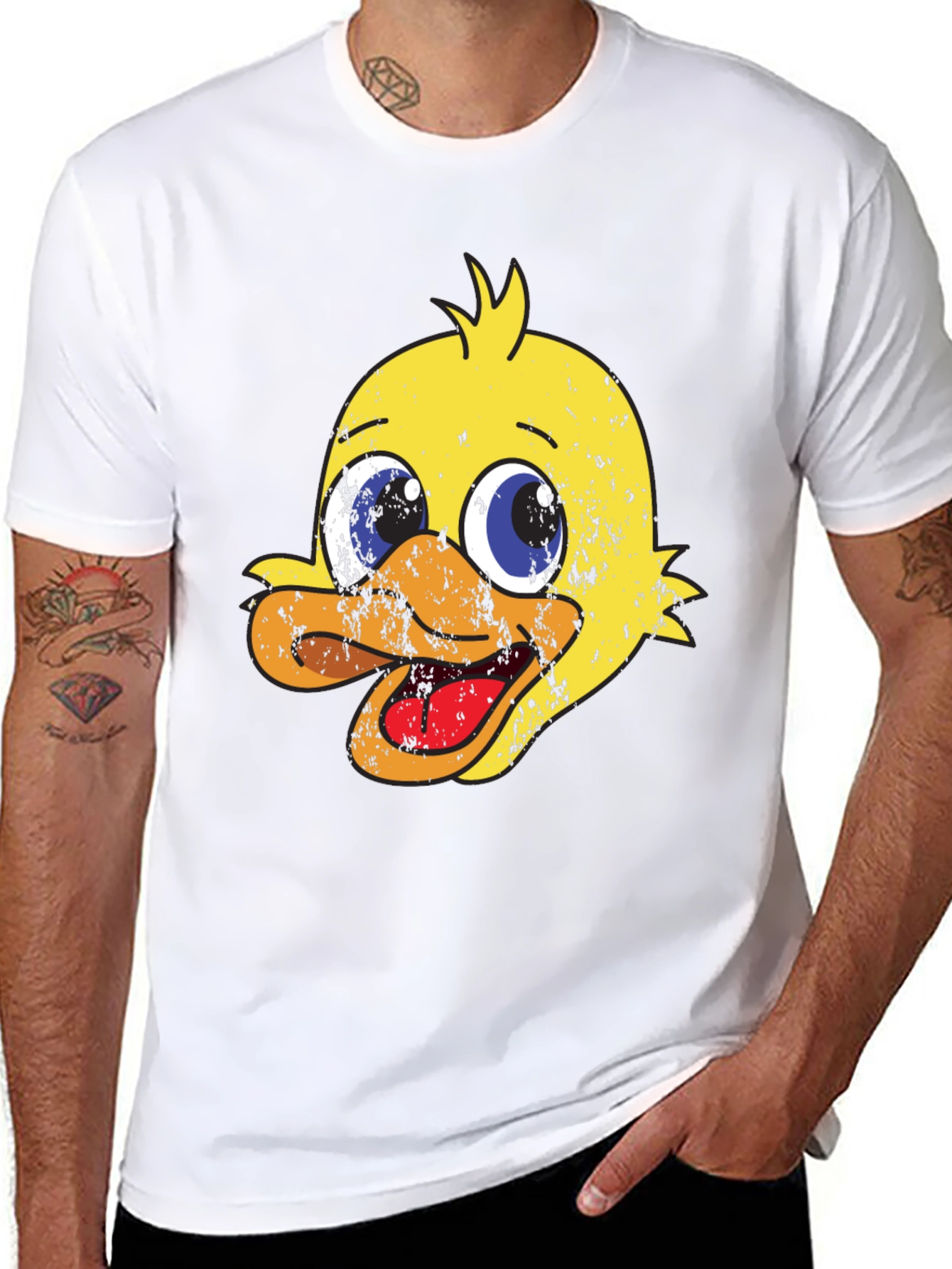 Black Duck Cartoon Graphic Print Black T-Shirt view 8