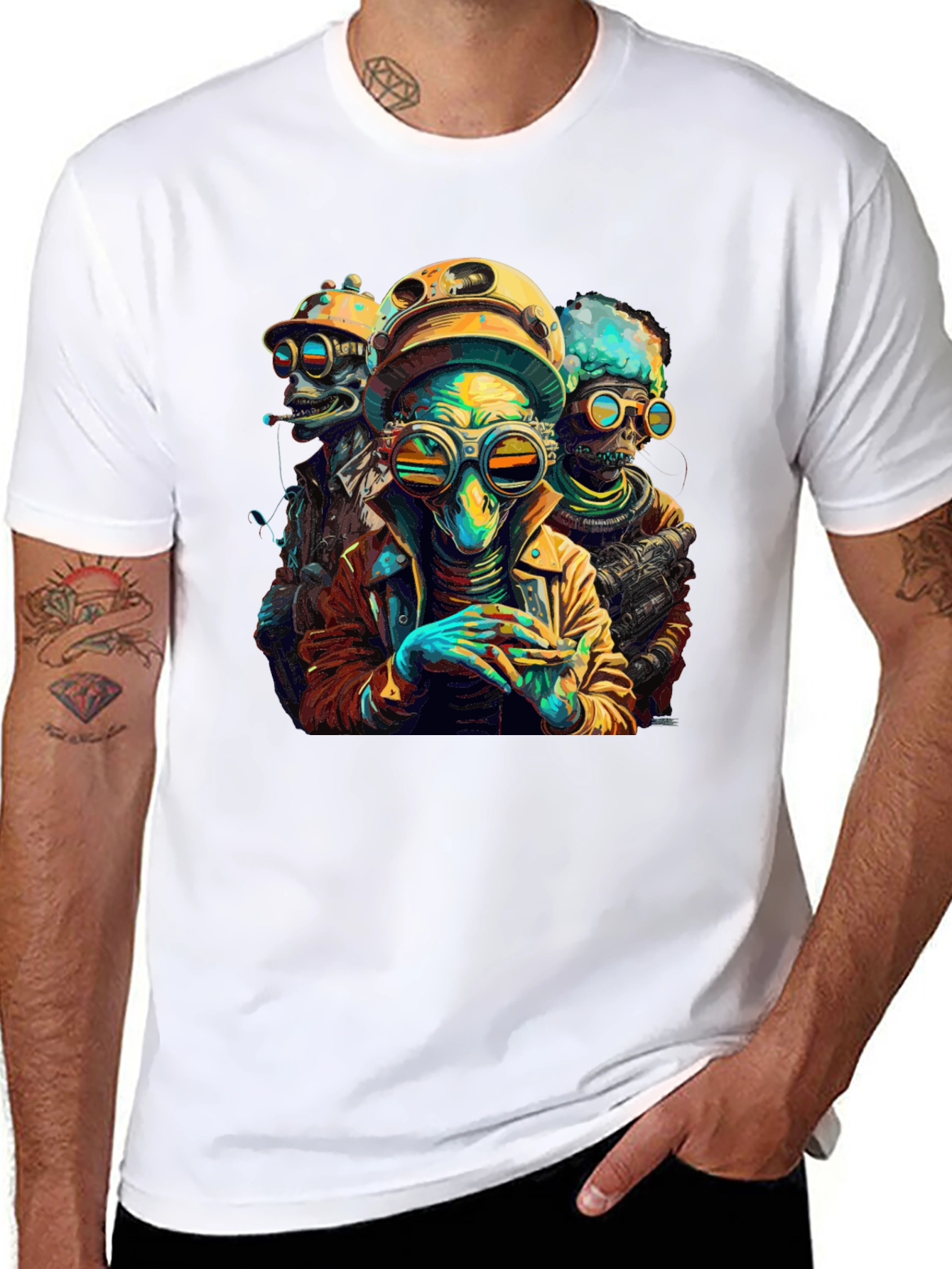 Black Retro Alien Crew Graphic T-Shirt view 8