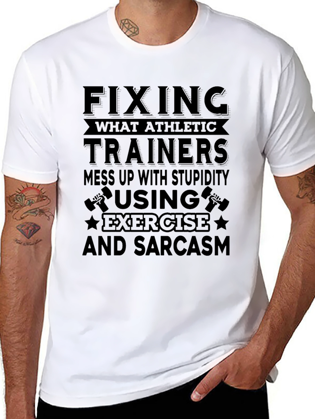 Black Funny Athletic Trainer T-Shirt - Exercise & Sarcasm view 8