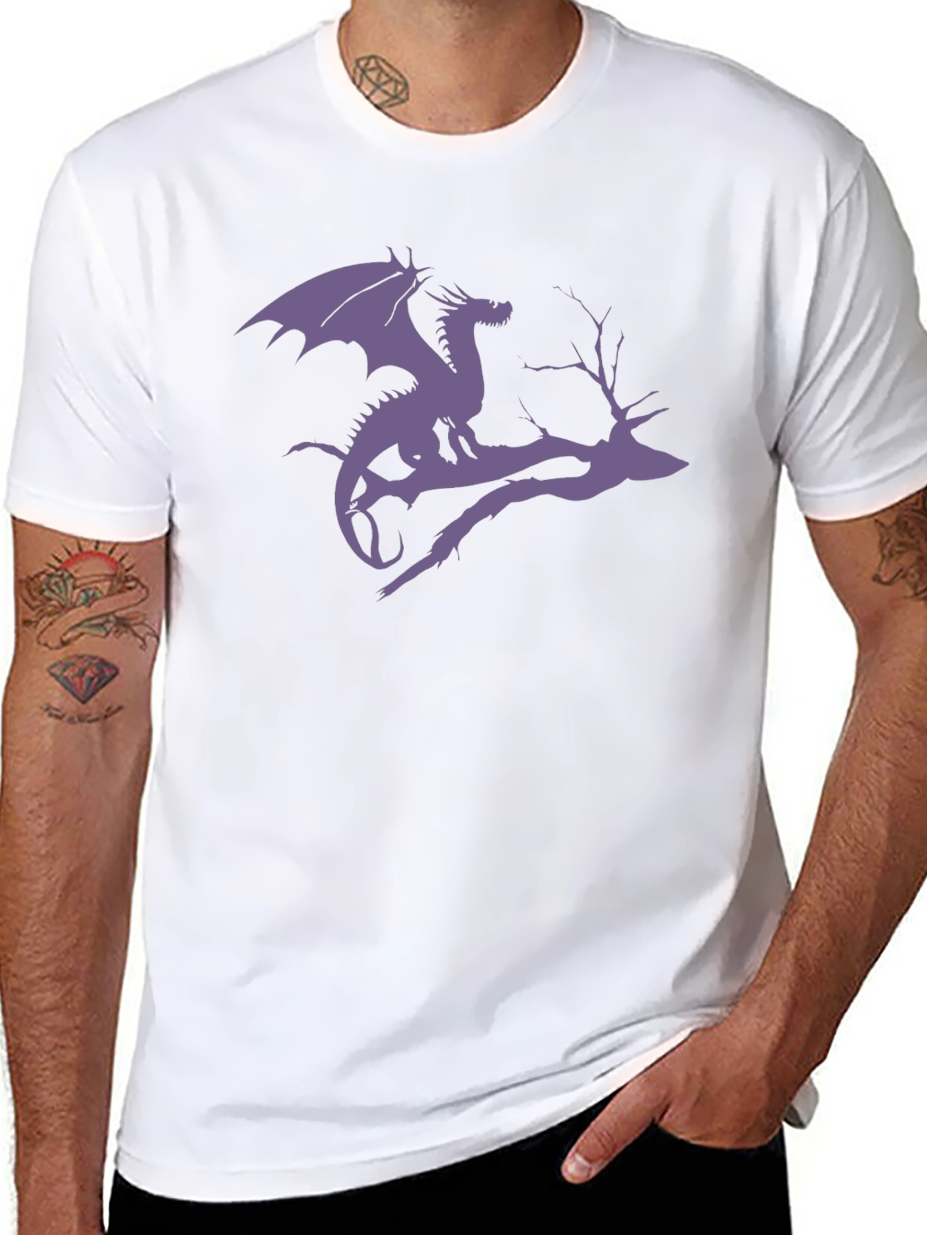 Black Dragon Silhouette Tee - Fantasy Black T-Shirt view 8