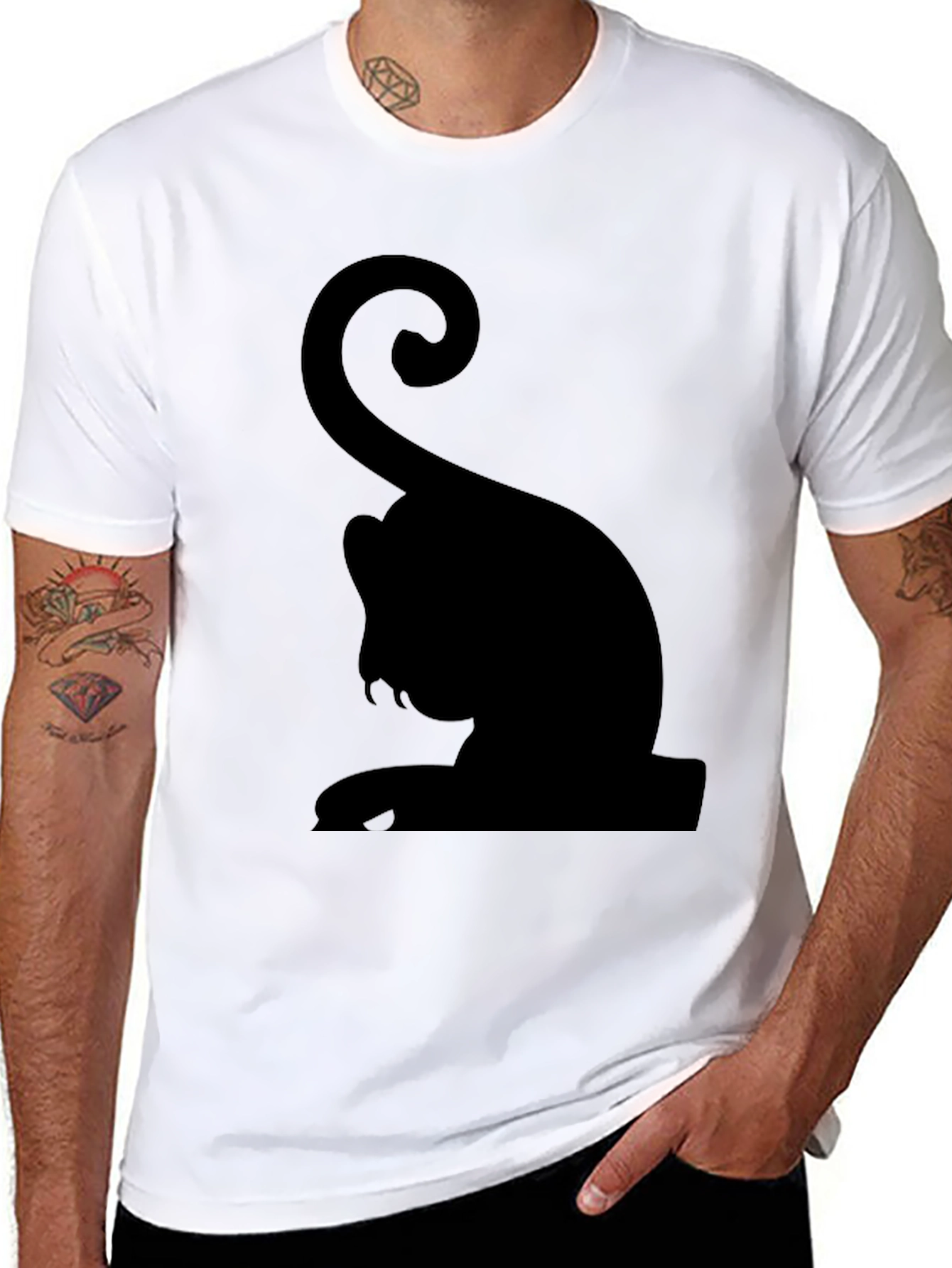 Black Black Cat Silhouette Graphic Tee view 8