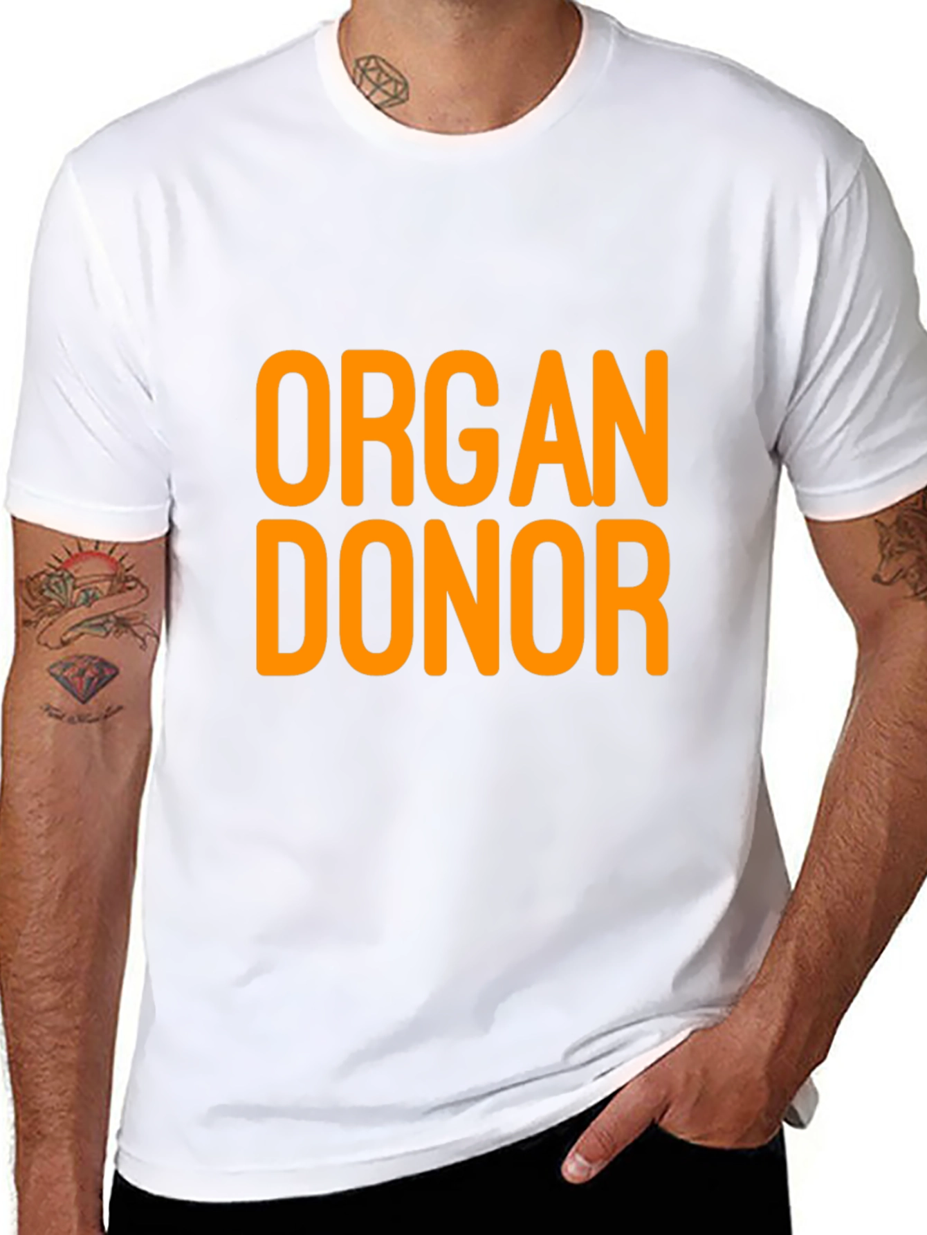 Black Organ Donor T-Shirt - Black Cotton Tee view 8