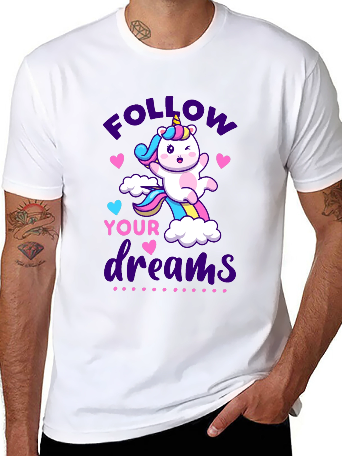 Black Follow Your Dreams Unicorn Graphic Tee view 8