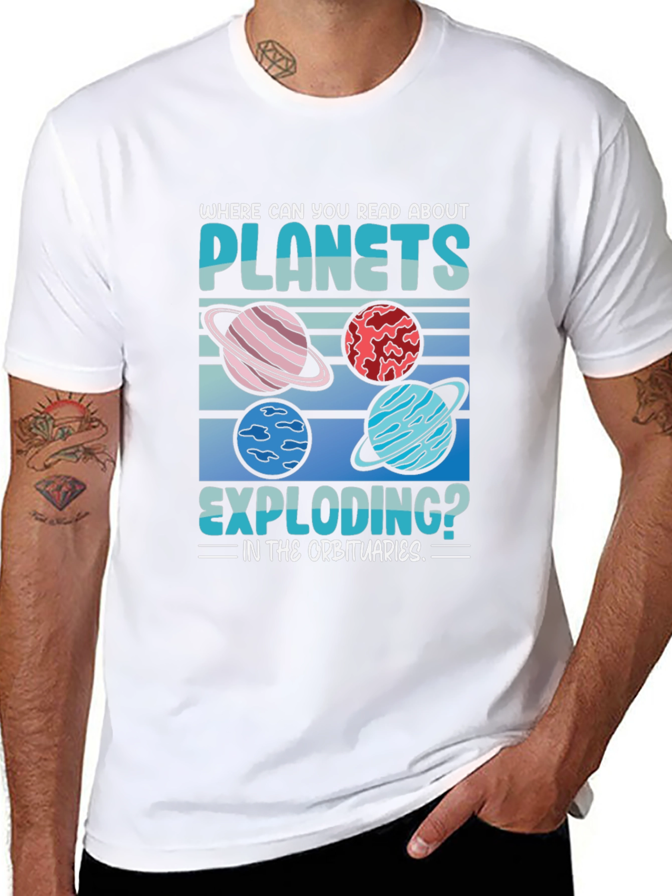 Black Planets Exploding T-Shirt: Space Humor Tee view 8