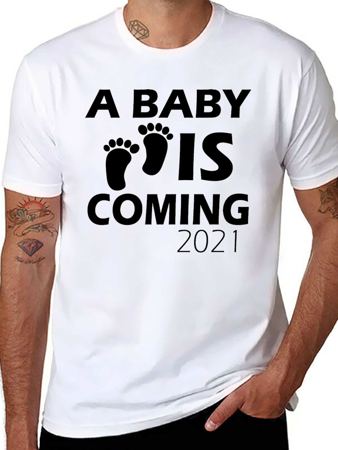 Black A Baby is Coming 2021 T-Shirt view 8